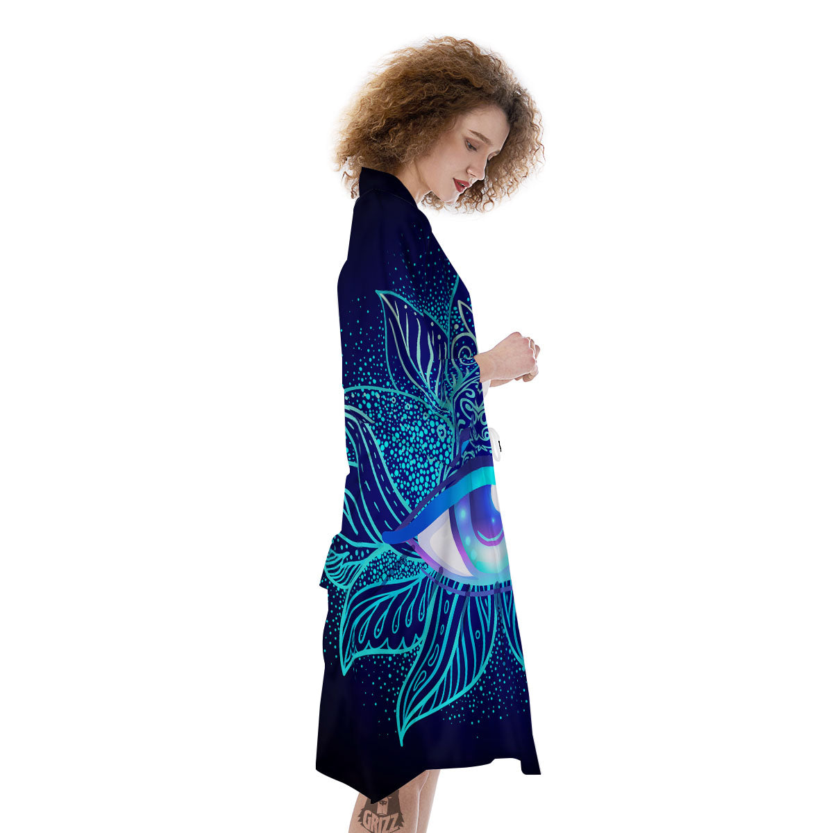 Flower Eye Of Providence Print Kimono-grizzshop