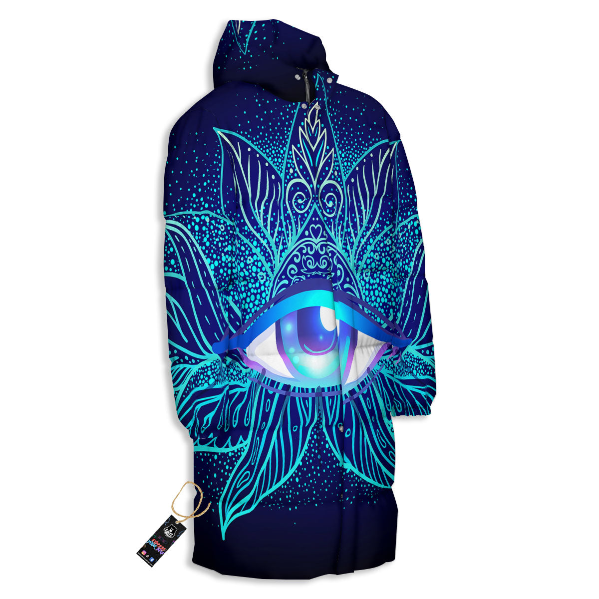 Flower Eye Of Providence Print Long Down Jacket-grizzshop