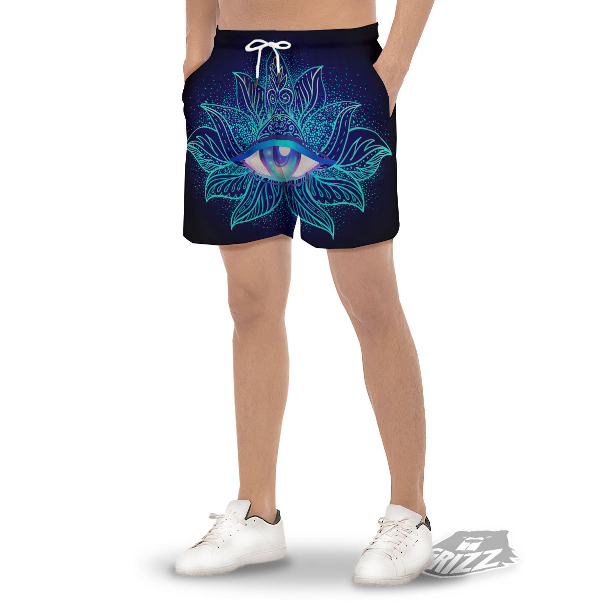 Flower Eye Of Providence Print Men's Gym Shorts-grizzshop