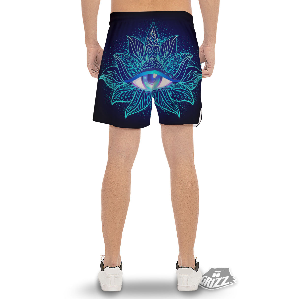 Flower Eye Of Providence Print Men's Gym Shorts-grizzshop