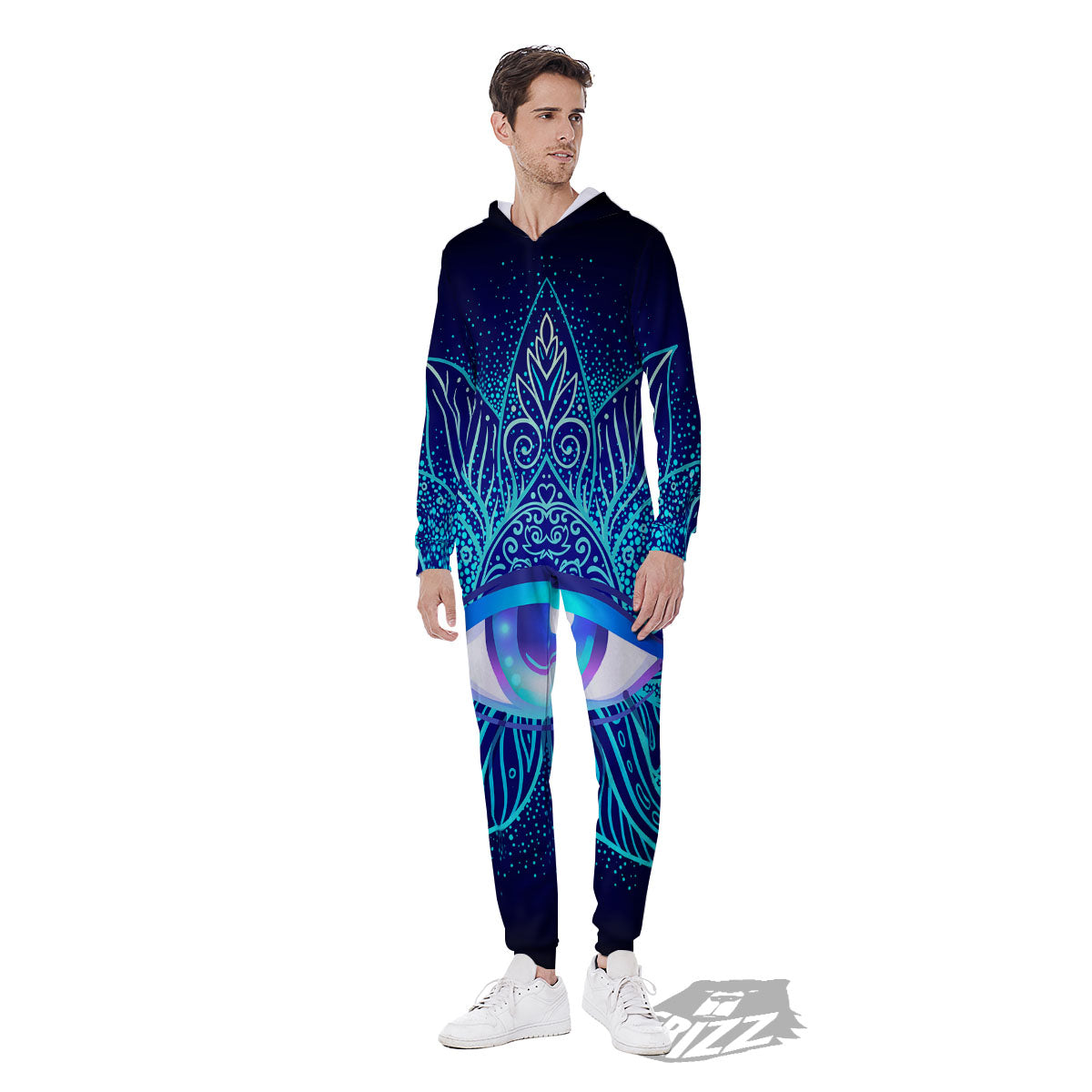 Flower Eye Of Providence Print Men's Jumpsuit-grizzshop