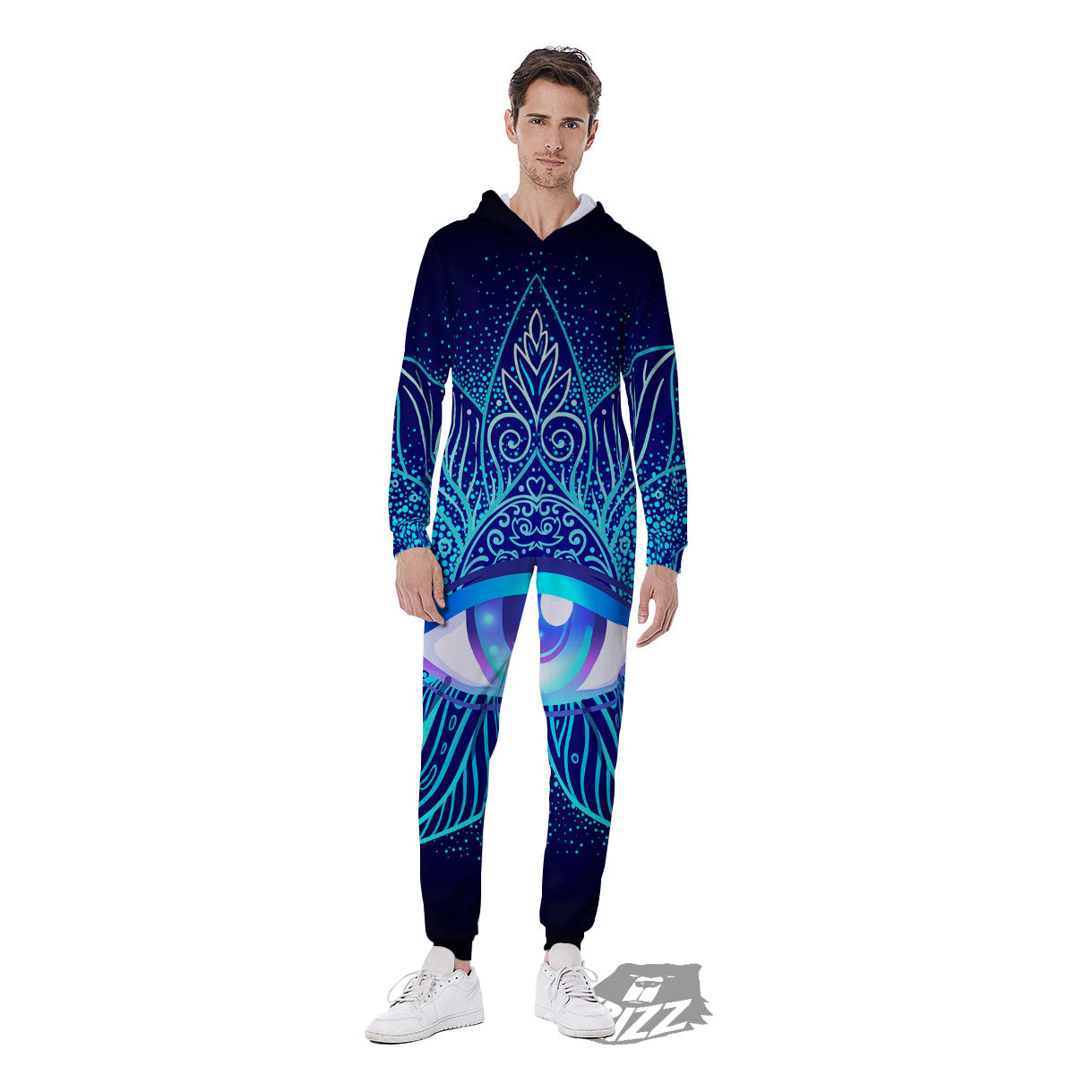 Flower Eye Of Providence Print Men's Jumpsuit-grizzshop