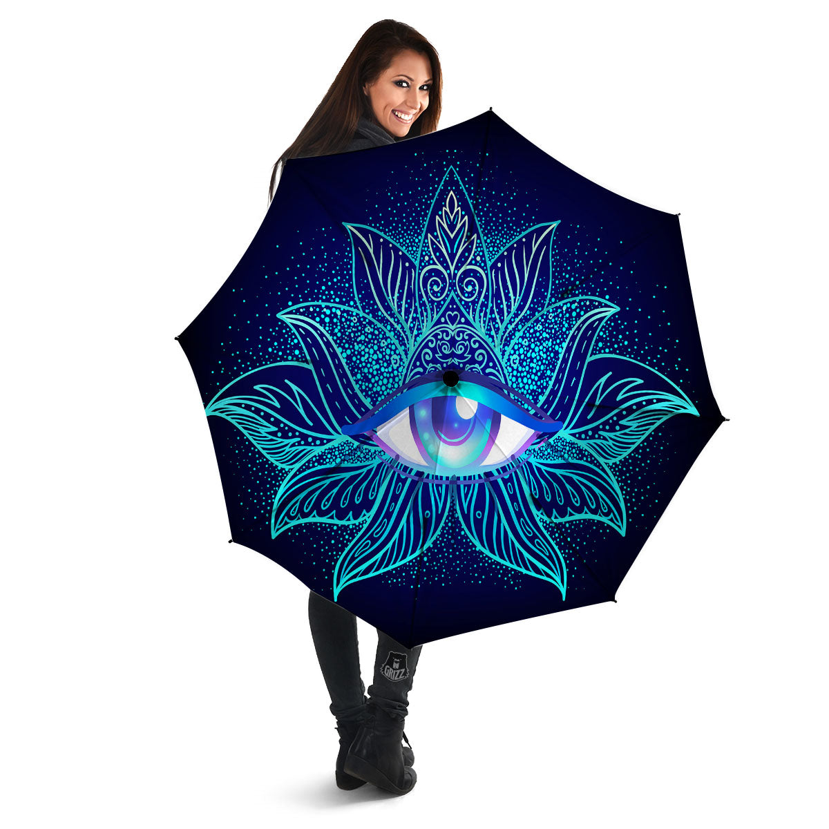 Flower Eye Of Providence Print Umbrella-grizzshop