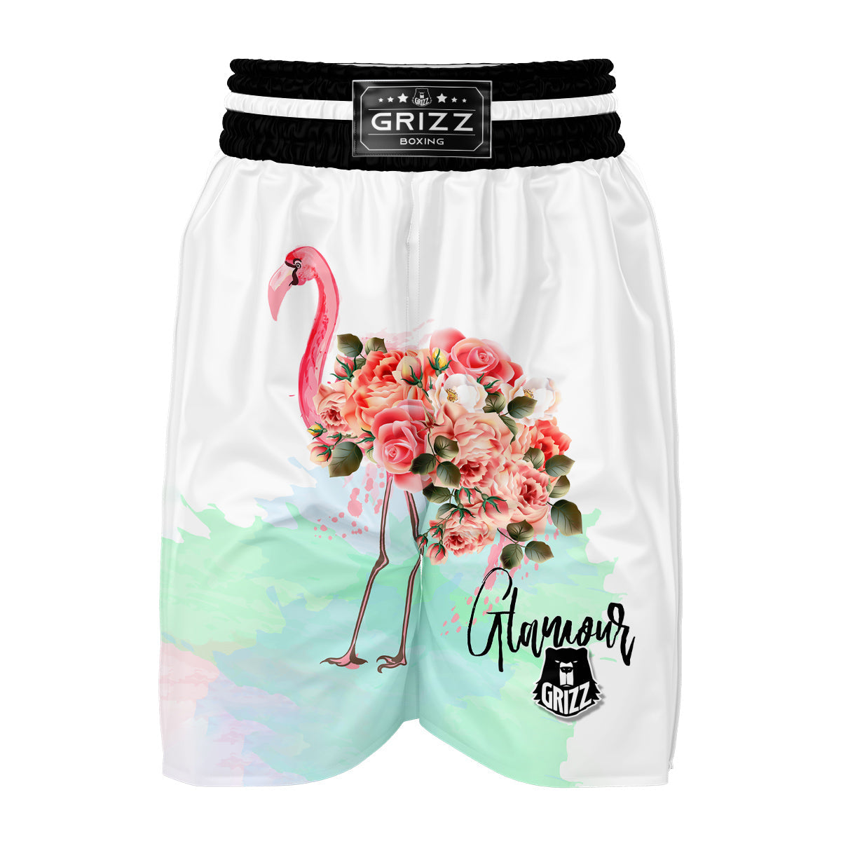 Flower Flamingo Boxing Shorts-grizzshop