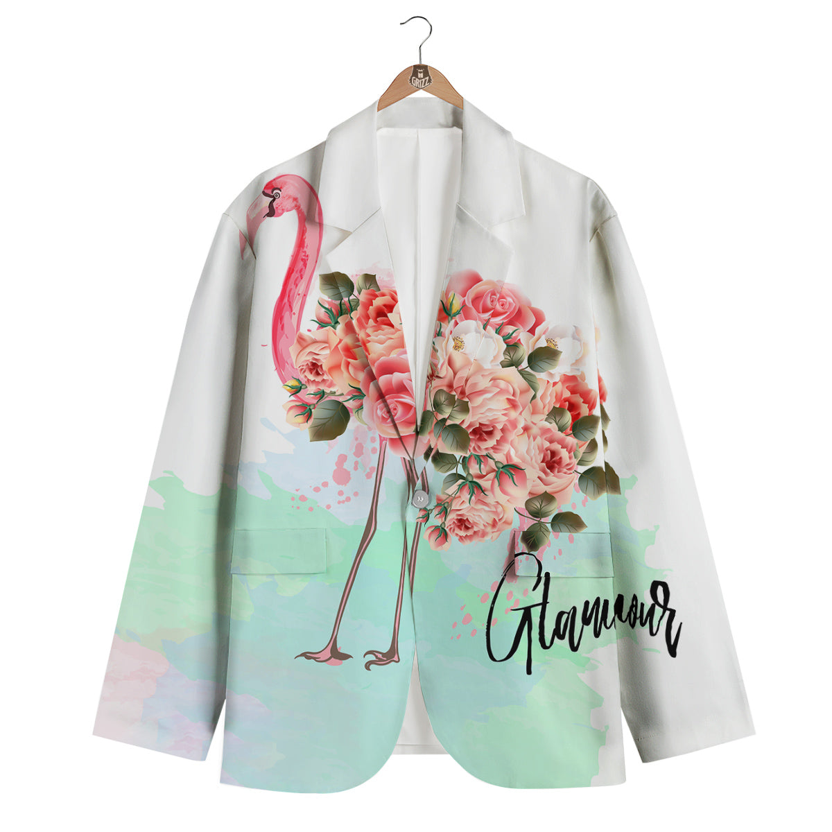 Flower Flamingo Men's Blazer-grizzshop