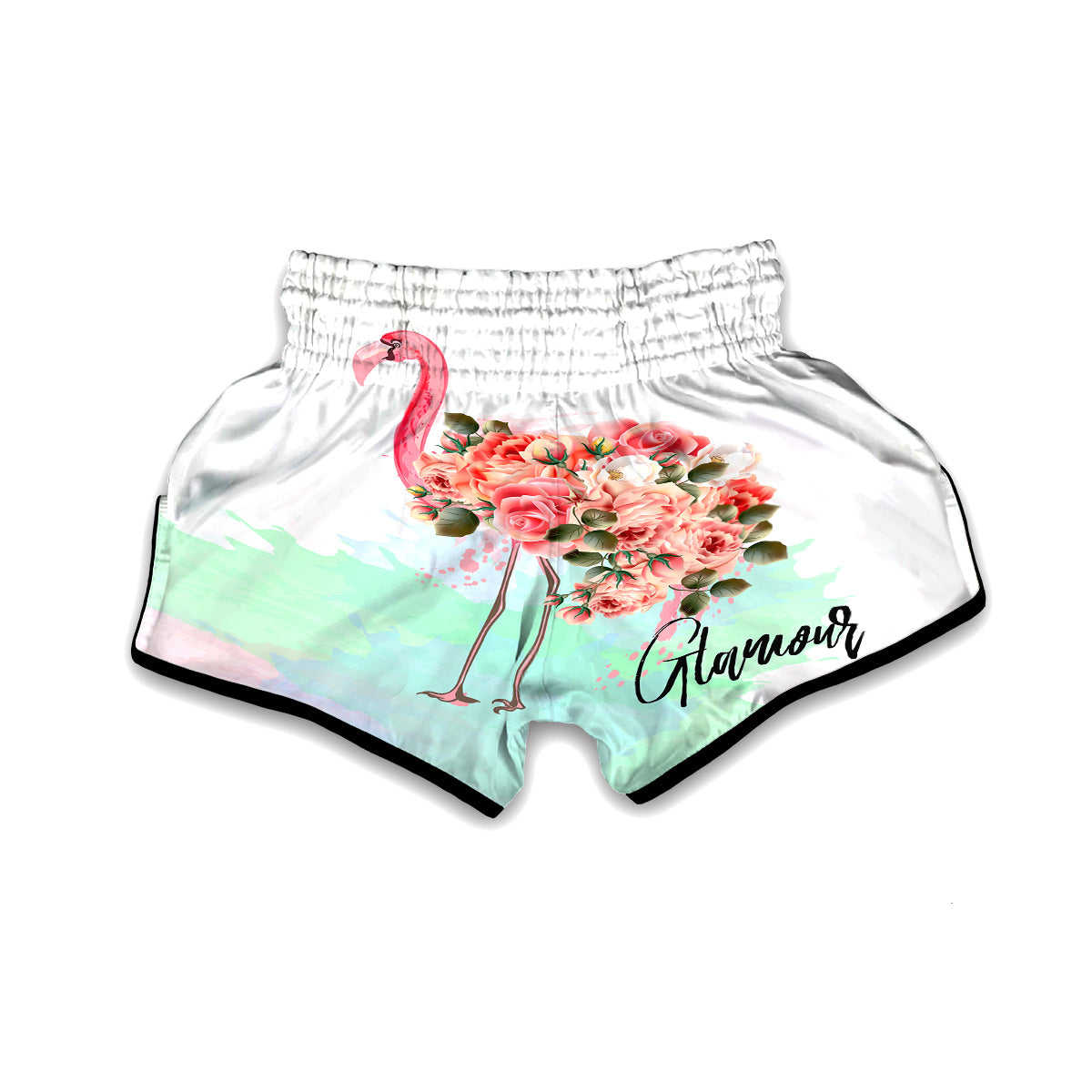 Flower Flamingo Muay Thai Boxing Shorts-grizzshop