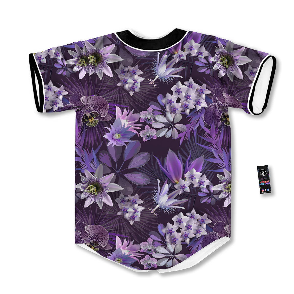 Flower Floral Purple Print Pattern Baseball Jersey-grizzshop