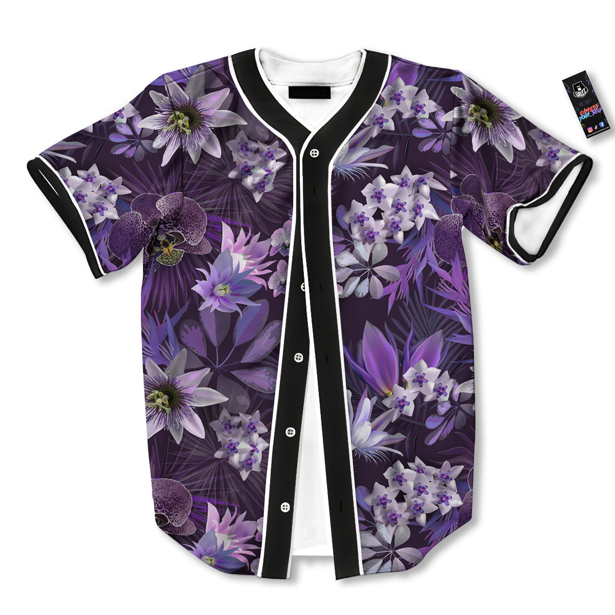 Flower Floral Purple Print Pattern Baseball Jersey-grizzshop