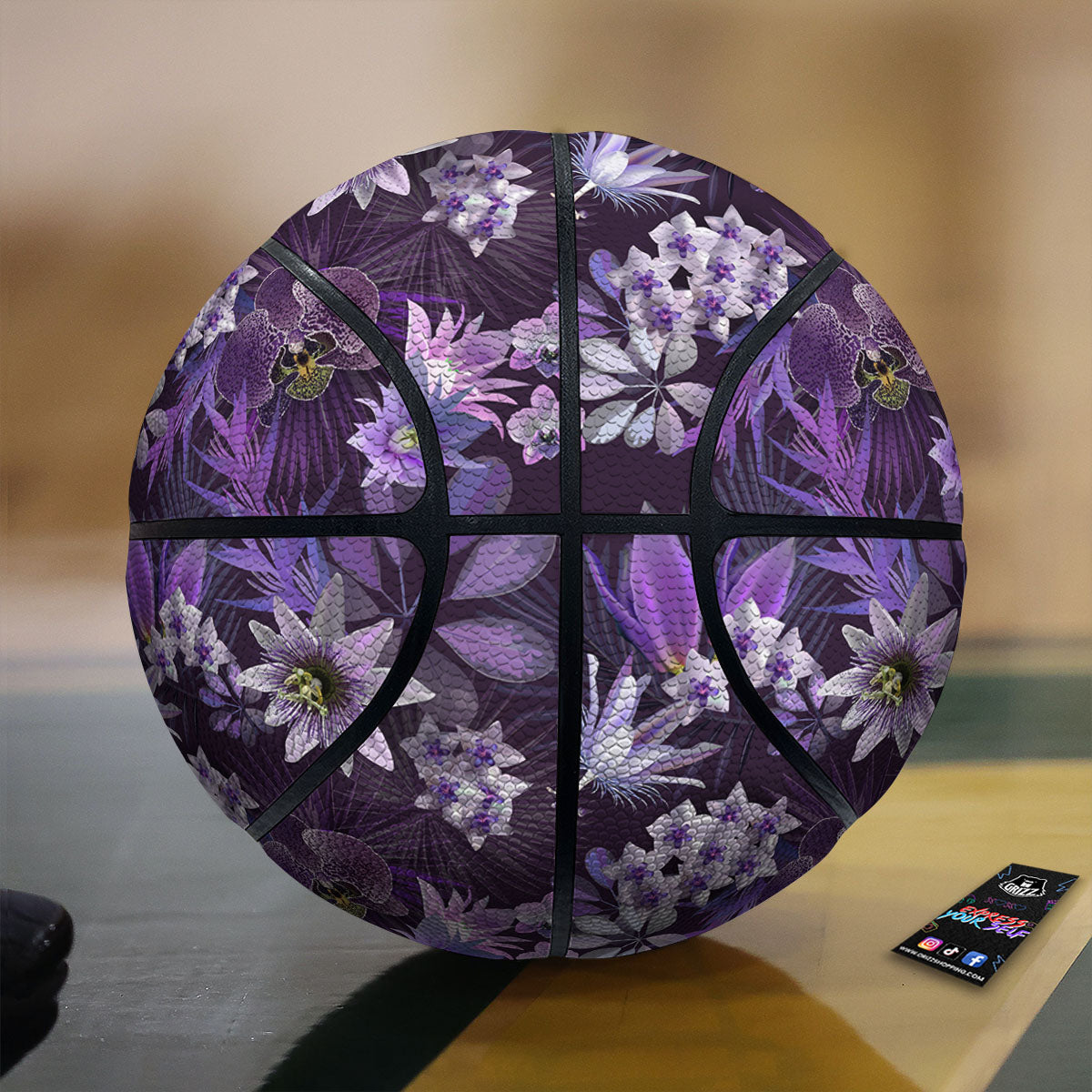 Flower Floral Purple Print Pattern Basketball-grizzshop