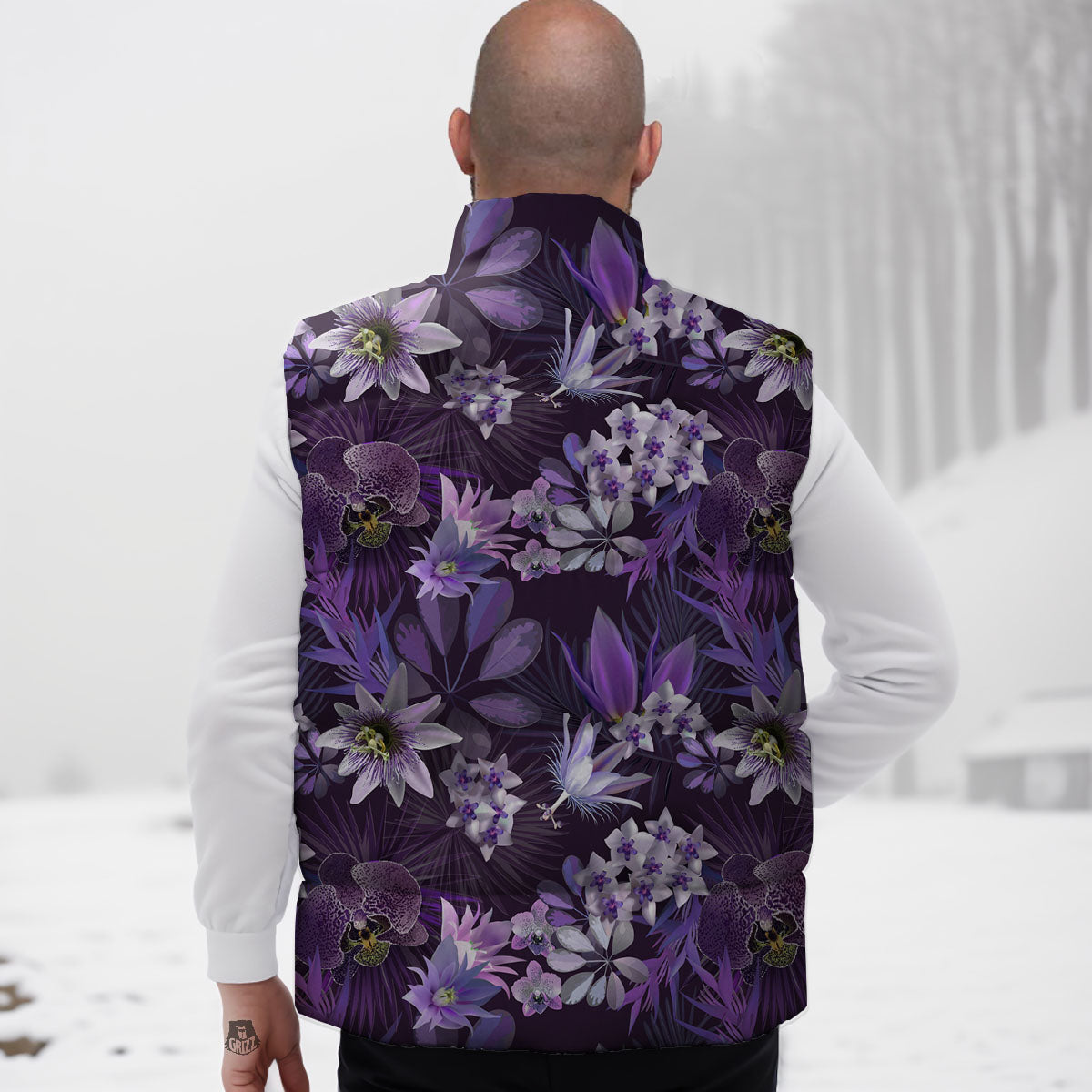 Flower Floral Purple Print Pattern Down Vest-grizzshop
