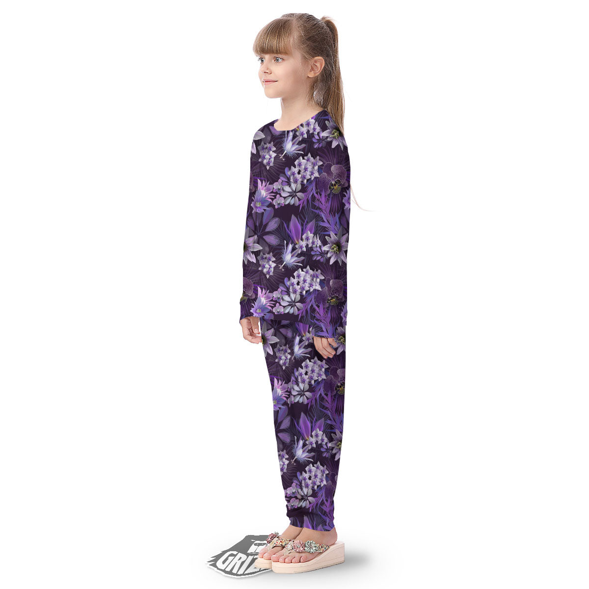 Flower Floral Purple Print Pattern Kid's Pajamas-grizzshop