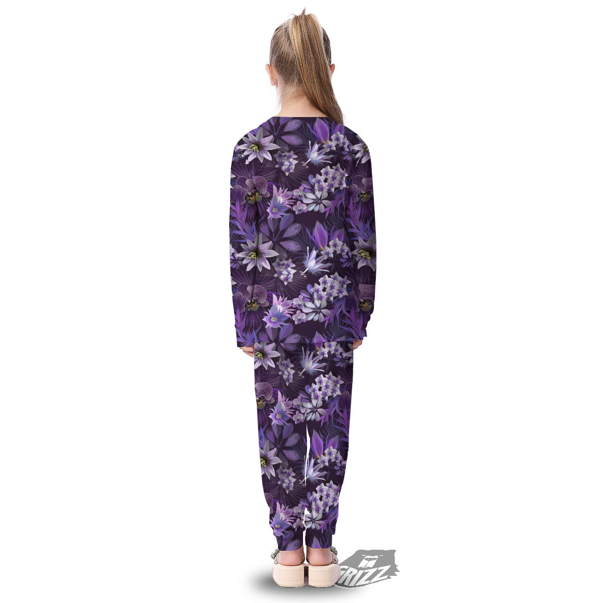 Flower Floral Purple Print Pattern Kid's Pajamas-grizzshop