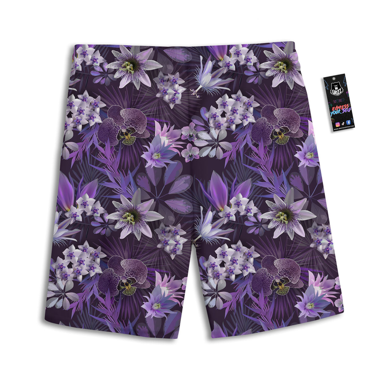 Flower Floral Purple Print Pattern Men's Athletic Shorts