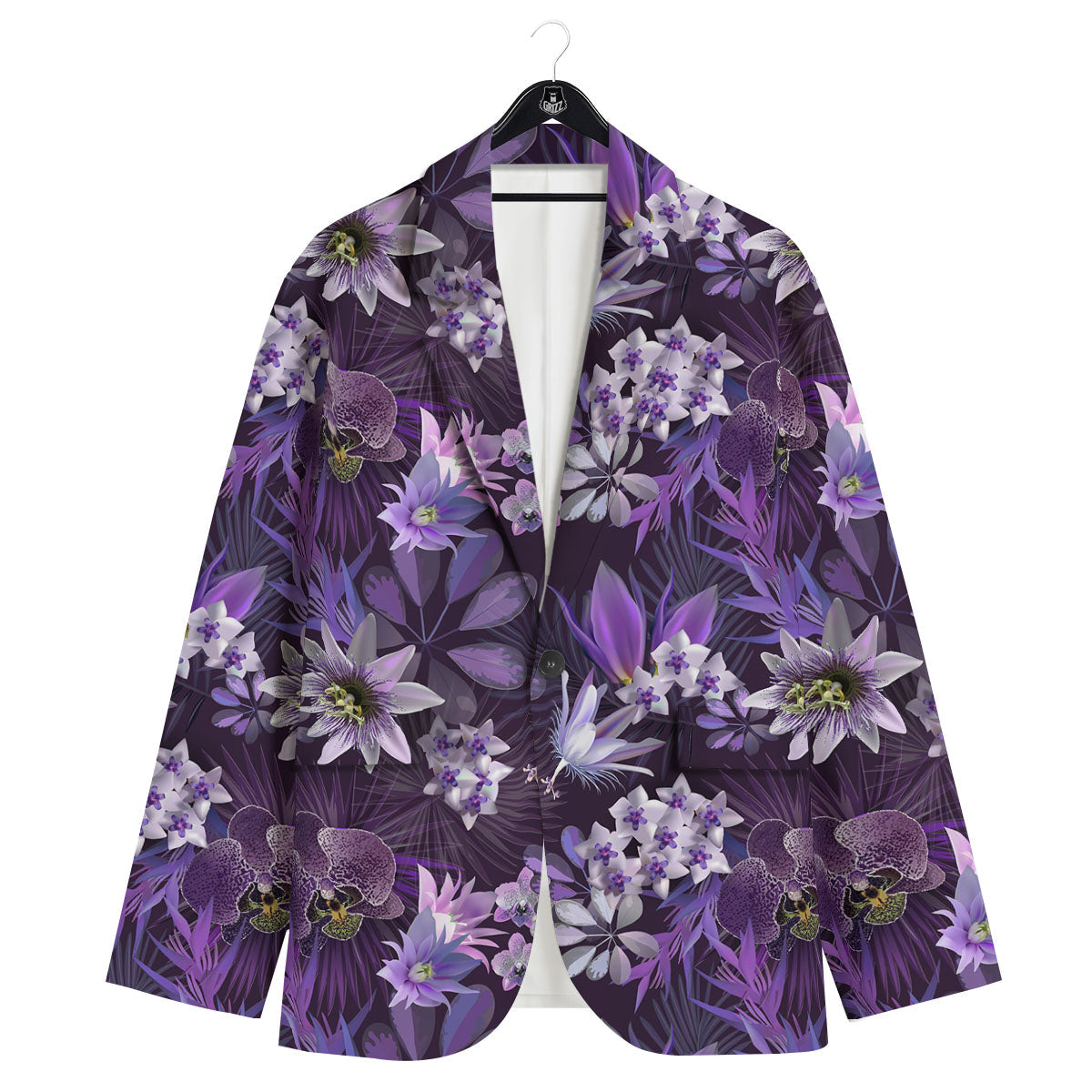 Flower Floral Purple Print Pattern Men's Sport Coat-grizzshop