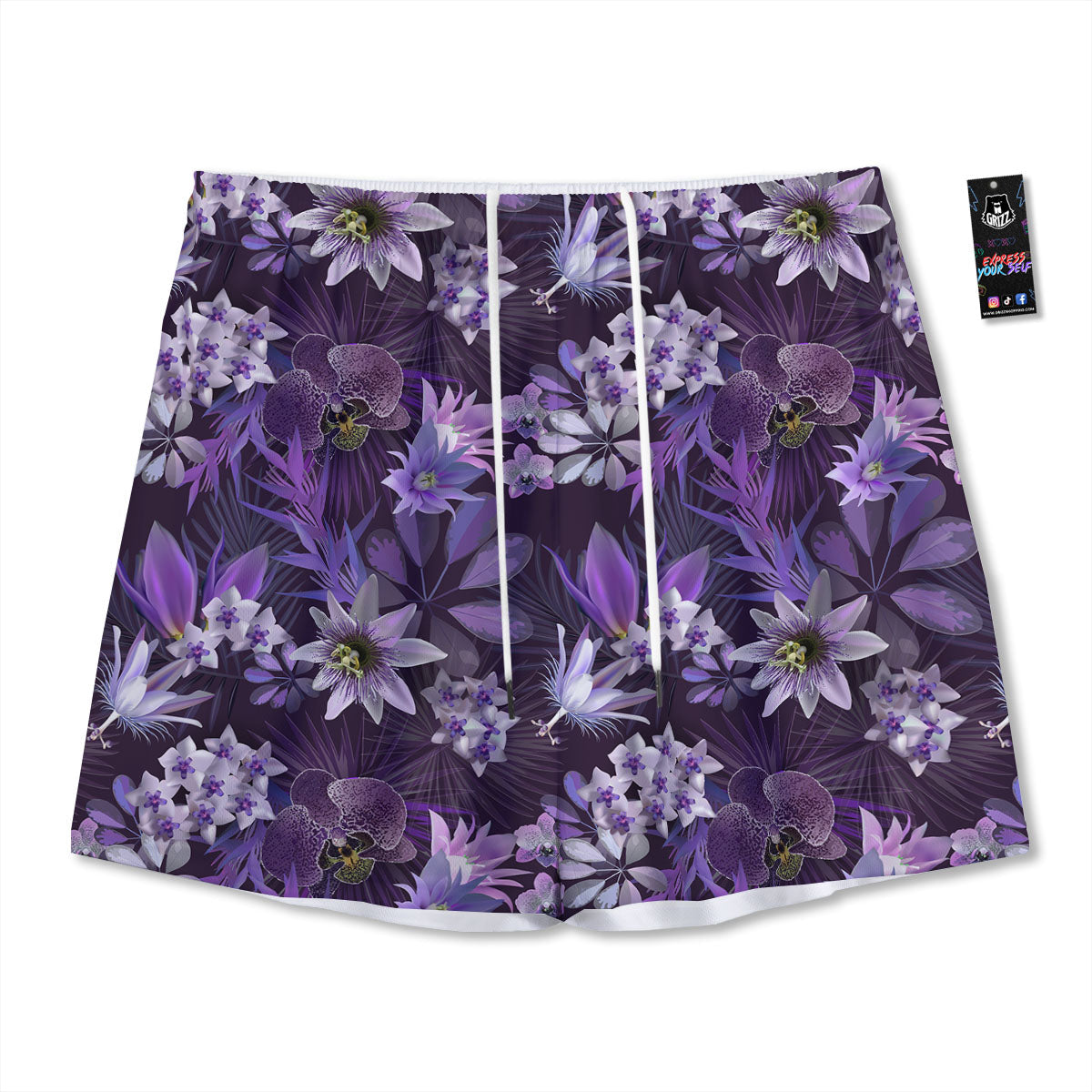 Flower Floral Purple Print Pattern Mesh Shorts