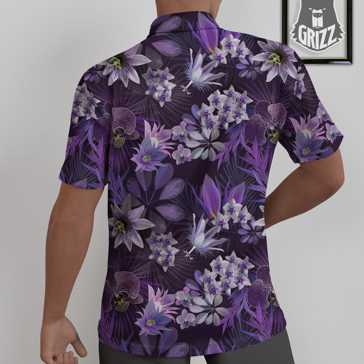 Flower Floral Purple Print Pattern Untucked Shirts-grizzshop