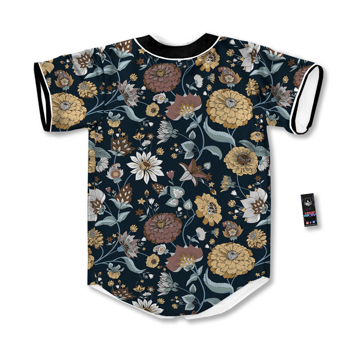 Flower Floral Vintage Print Pattern Baseball Jersey-grizzshop