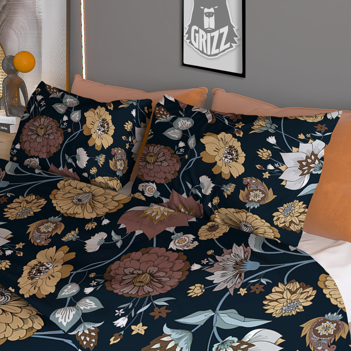 Flower Floral Vintage Print Pattern Duvet Cover Bedding Set
