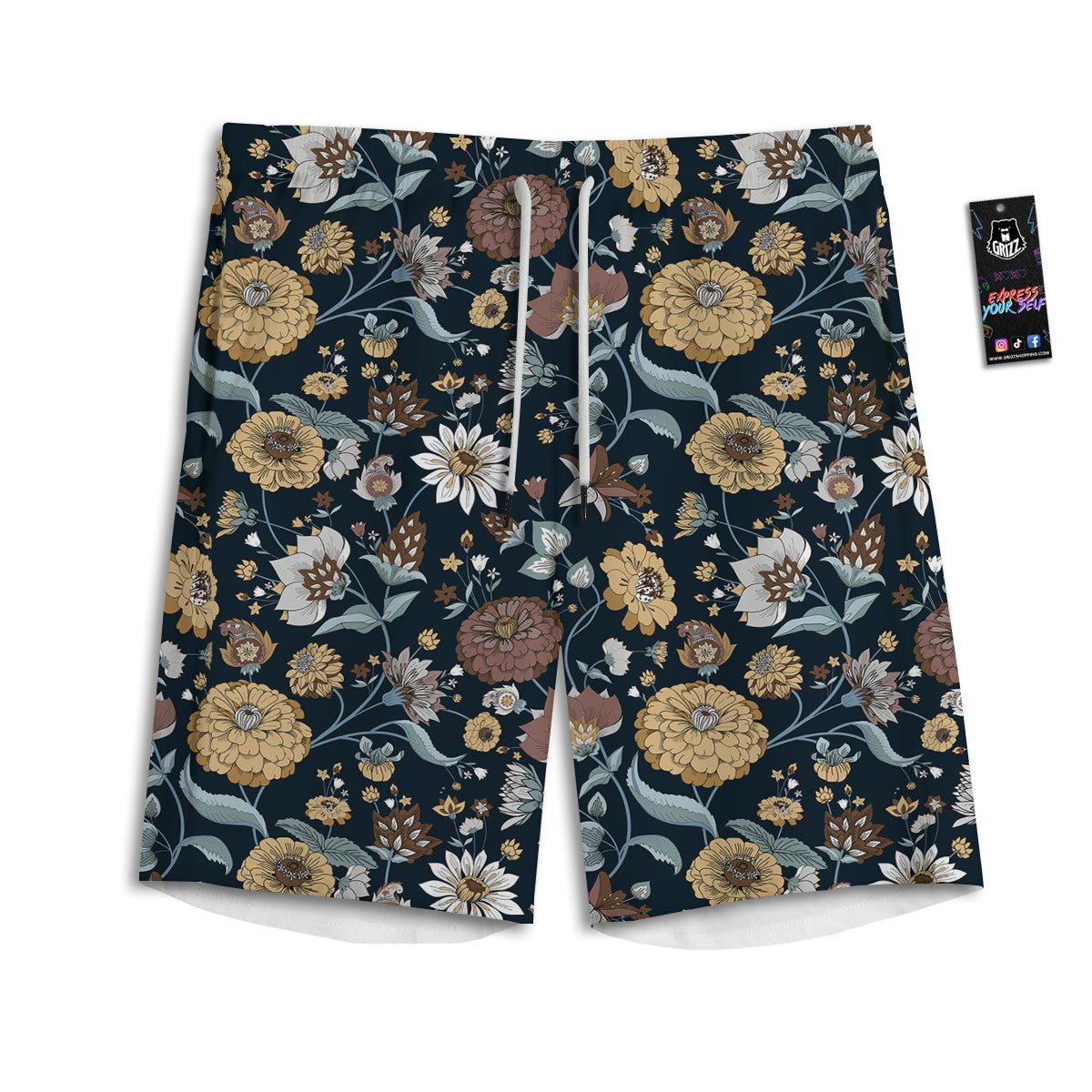 Flower Floral Vintage Print Pattern Men's Athletic Shorts