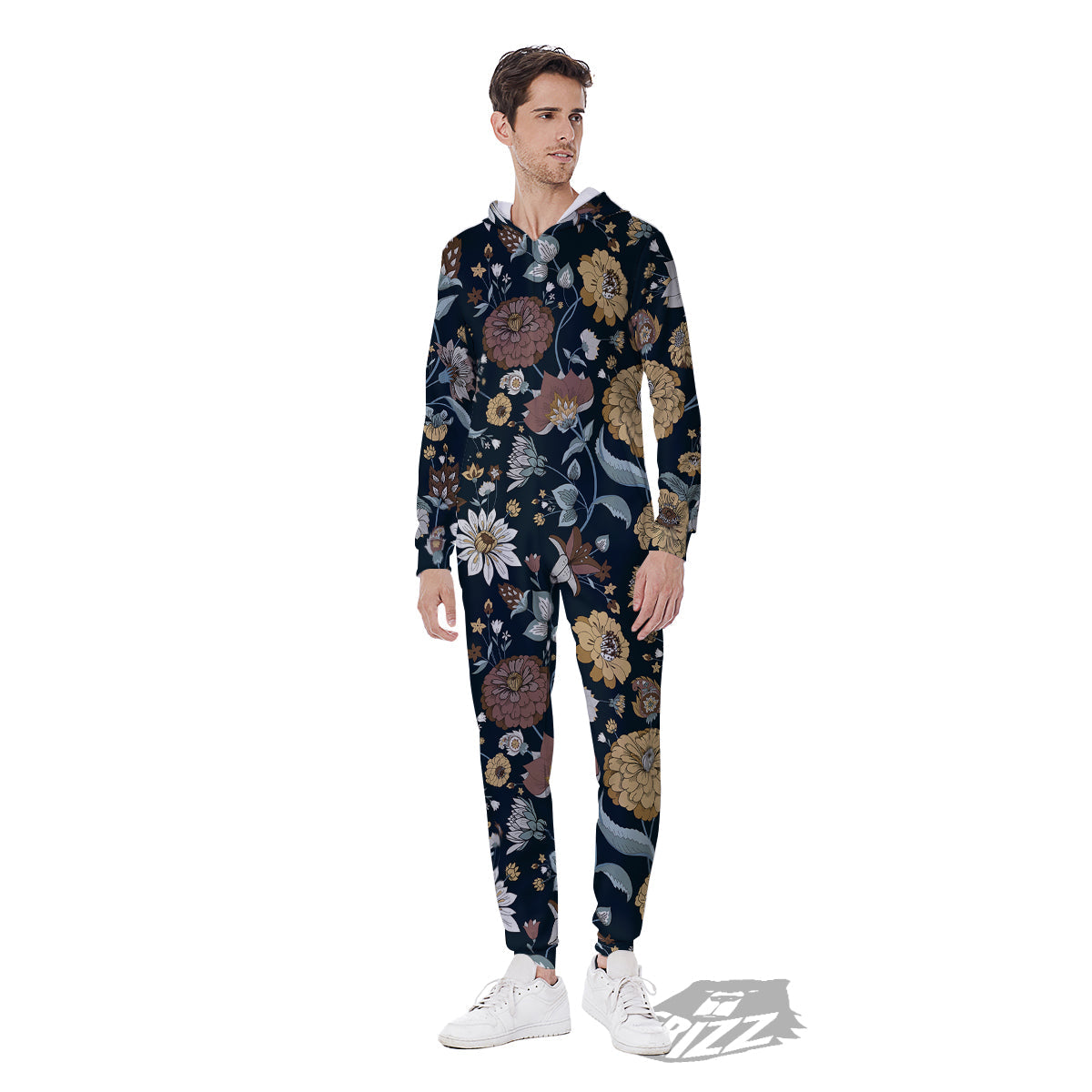 Flower Floral Vintage Print Pattern Men's Jumpsuit-grizzshop