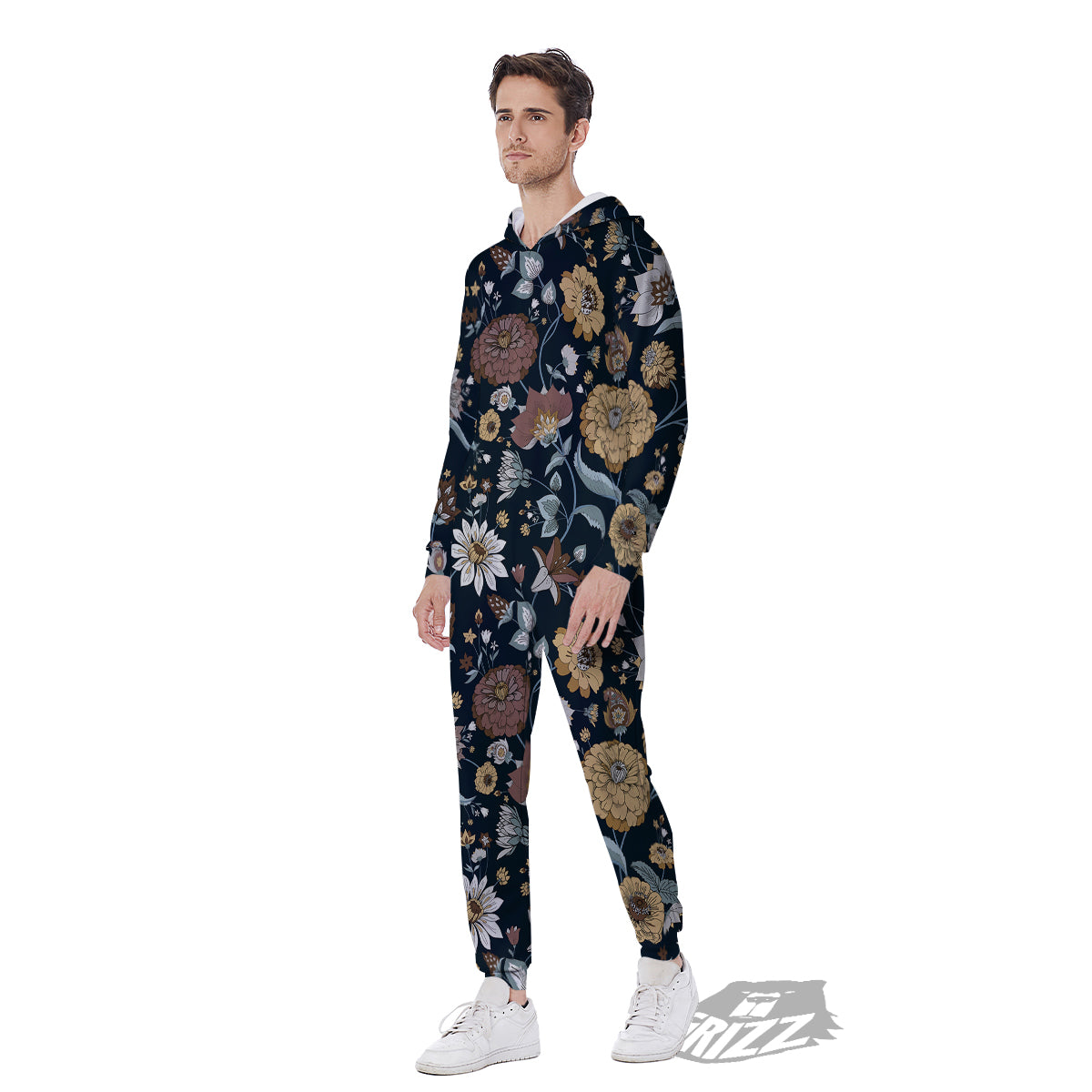 Flower Floral Vintage Print Pattern Men's Jumpsuit-grizzshop