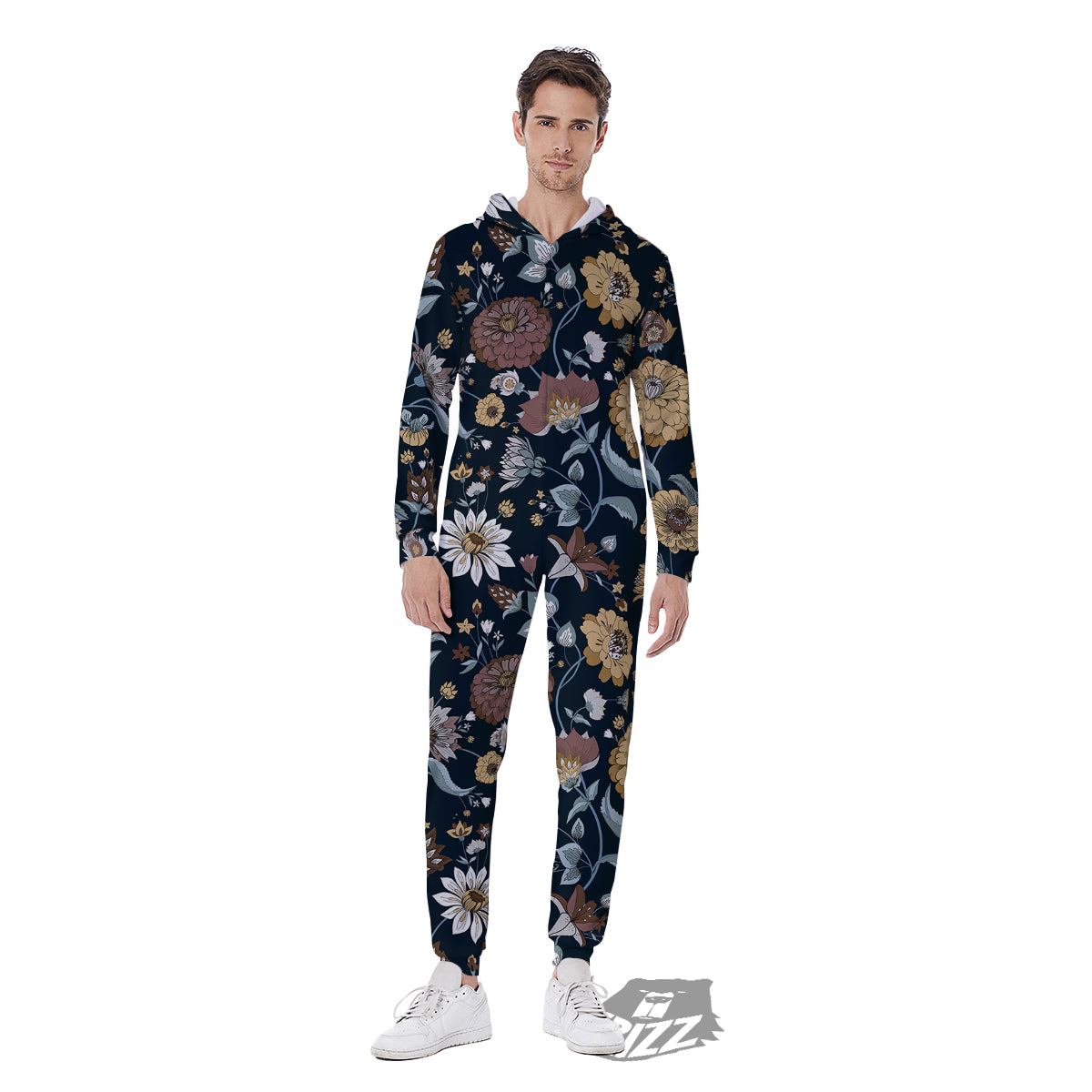 Flower Floral Vintage Print Pattern Men's Jumpsuit-grizzshop