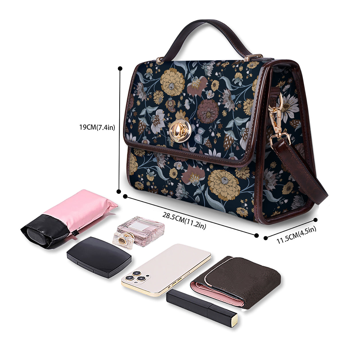 Flower Floral Vintage Print Pattern Women's Satchel Bag-grizzshop