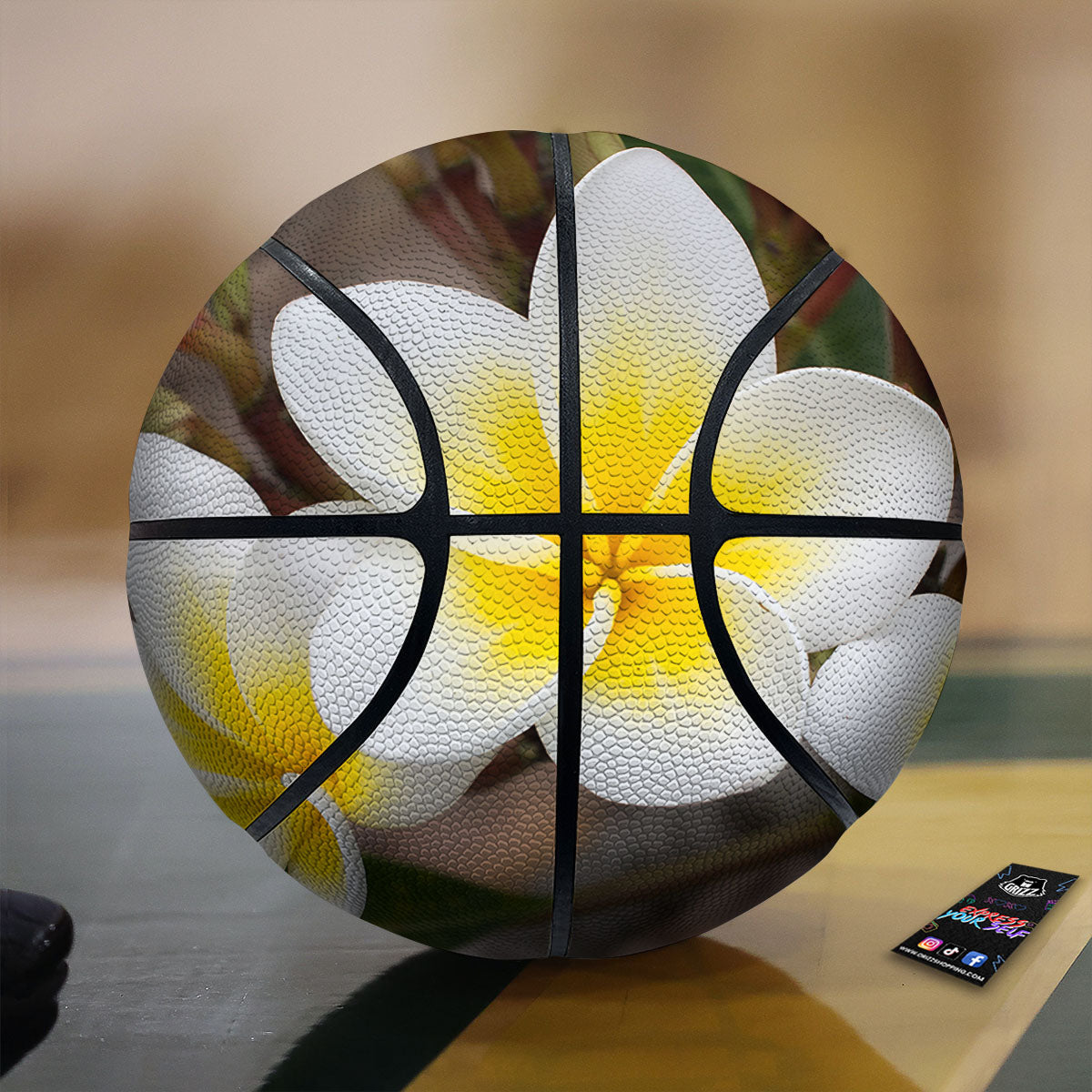 Flower Frangipani Print Basketball-grizzshop