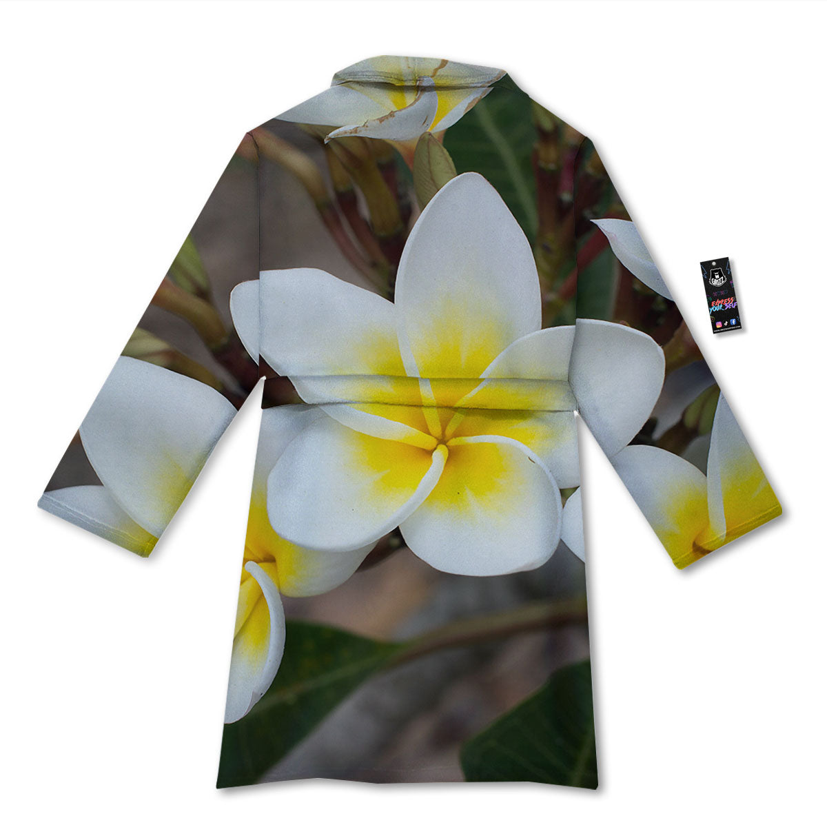 Flower Frangipani Print Bathrobe-grizzshop