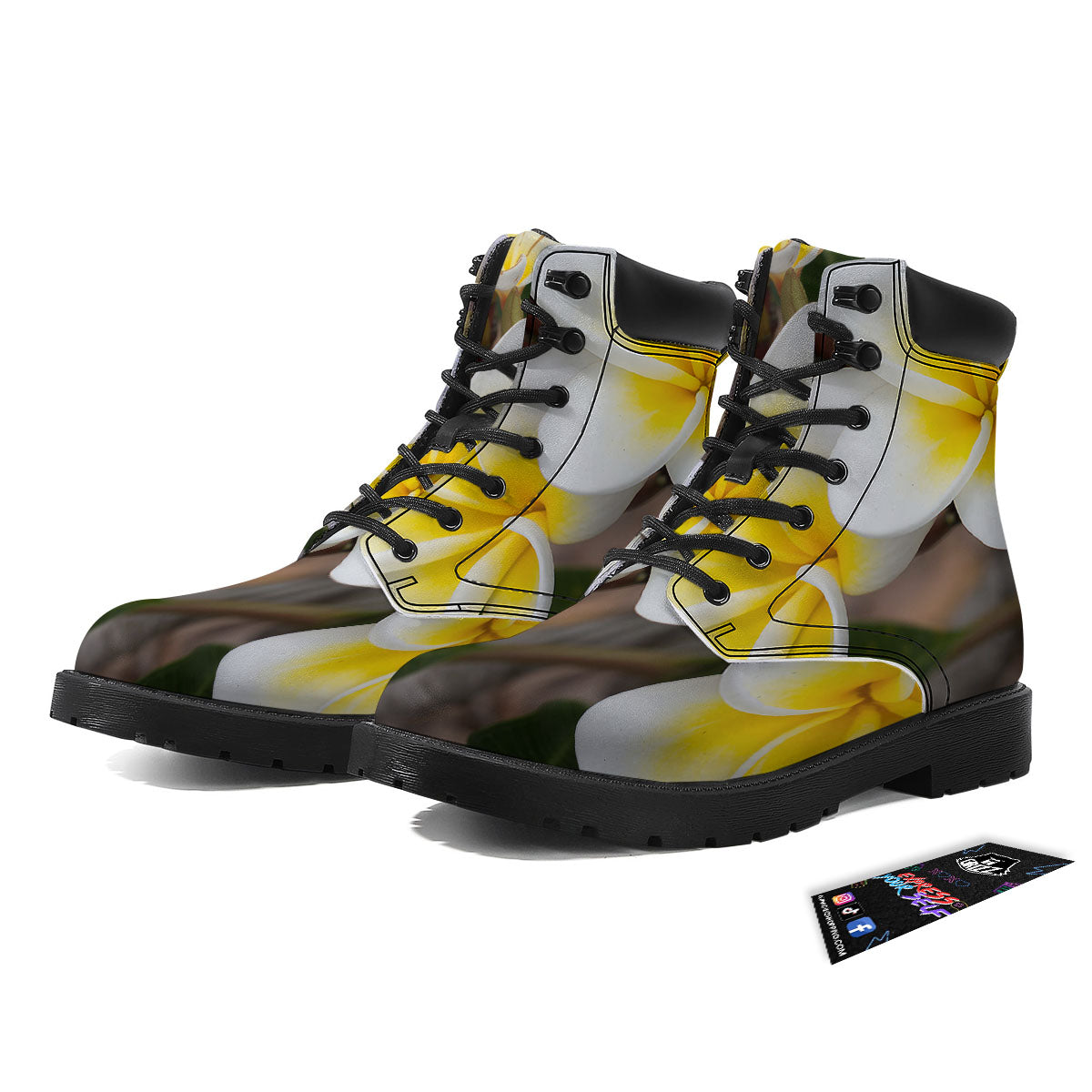 Flower Frangipani Print Boots-grizzshop