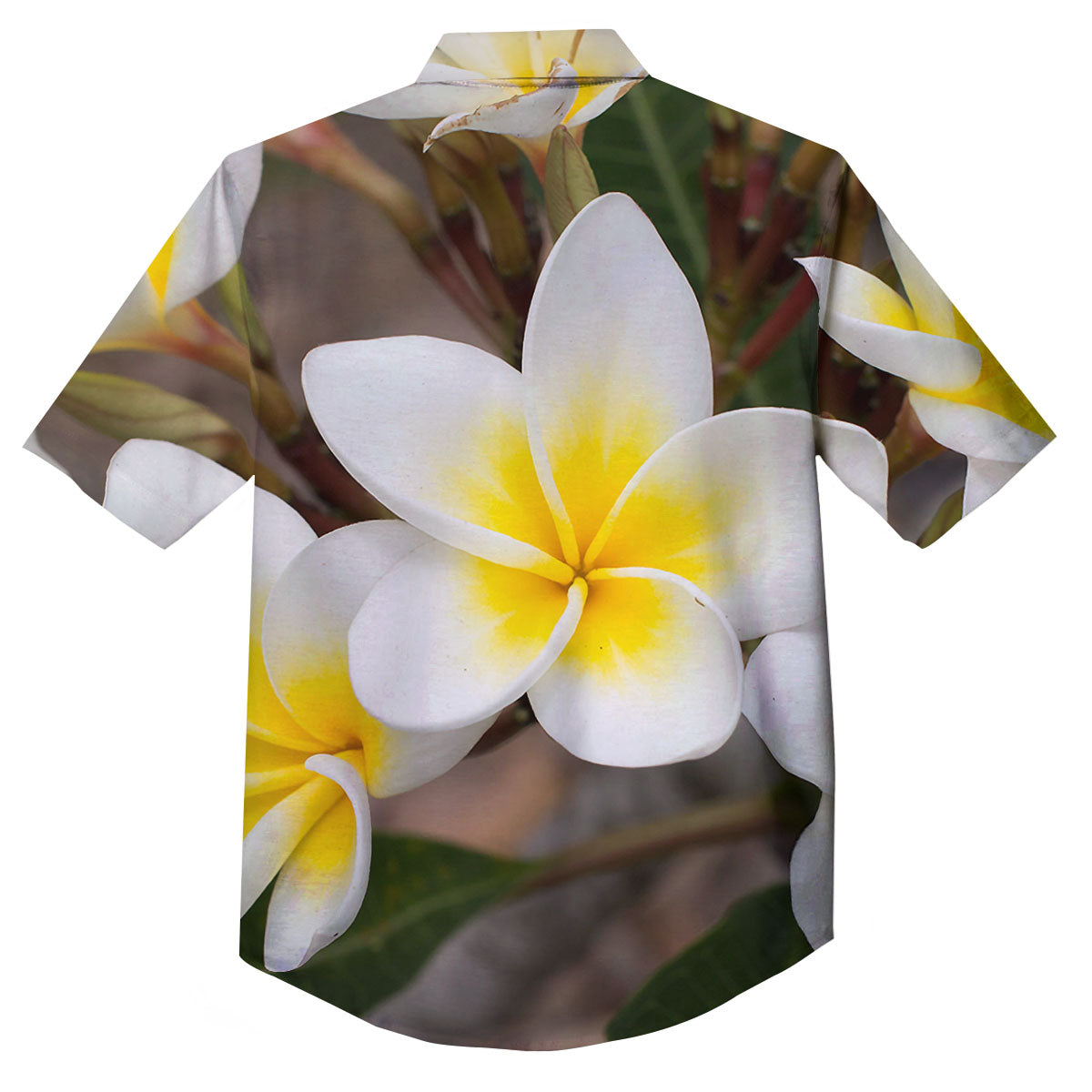 Flower Frangipani Print Button Up Shirt-grizzshop