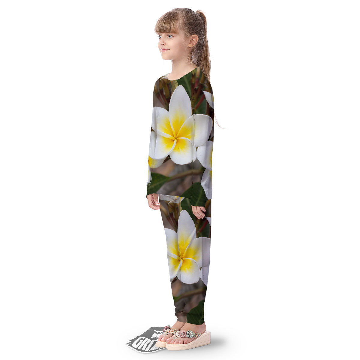 Flower Frangipani Print Kid's Pajamas-grizzshop