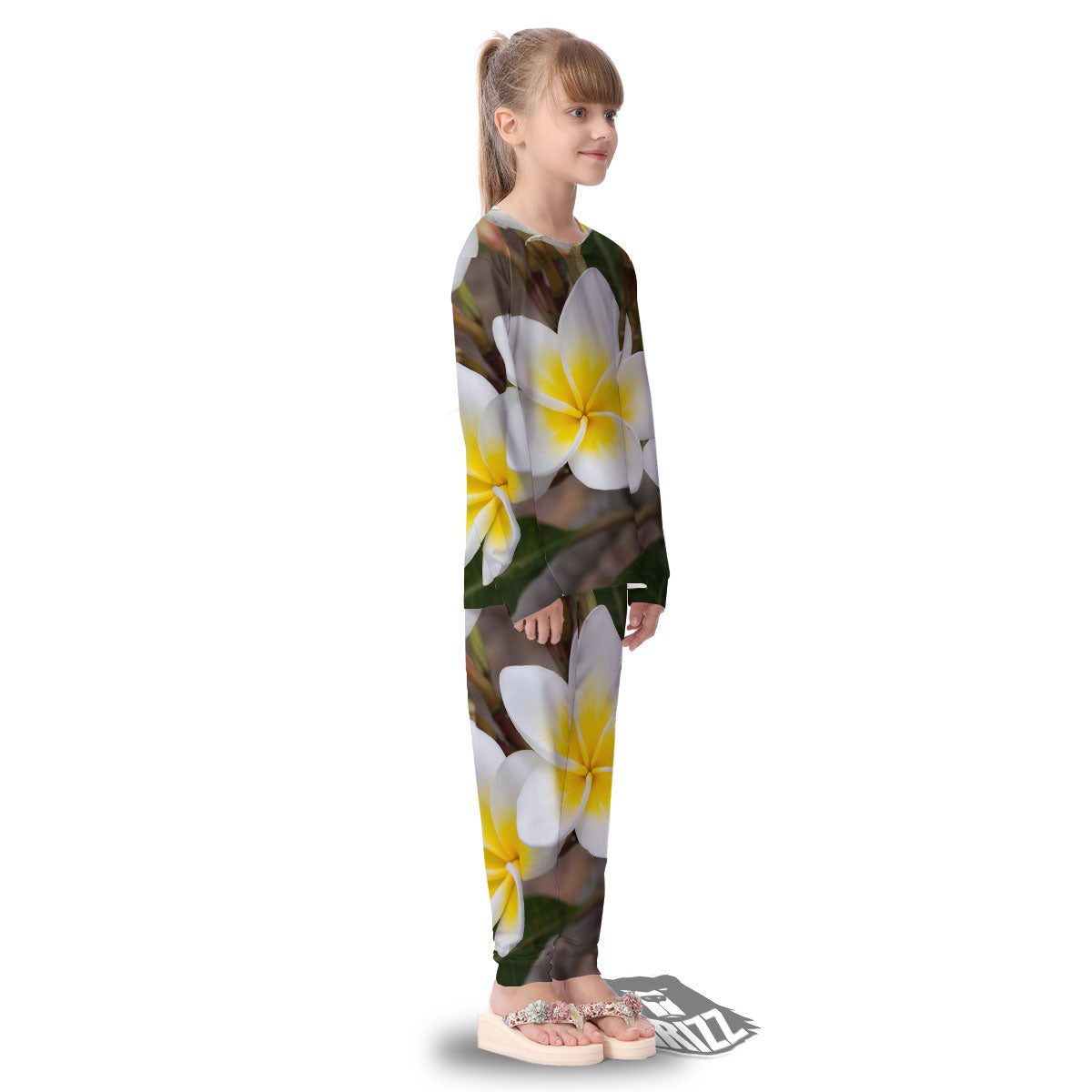 Flower Frangipani Print Kid's Pajamas-grizzshop
