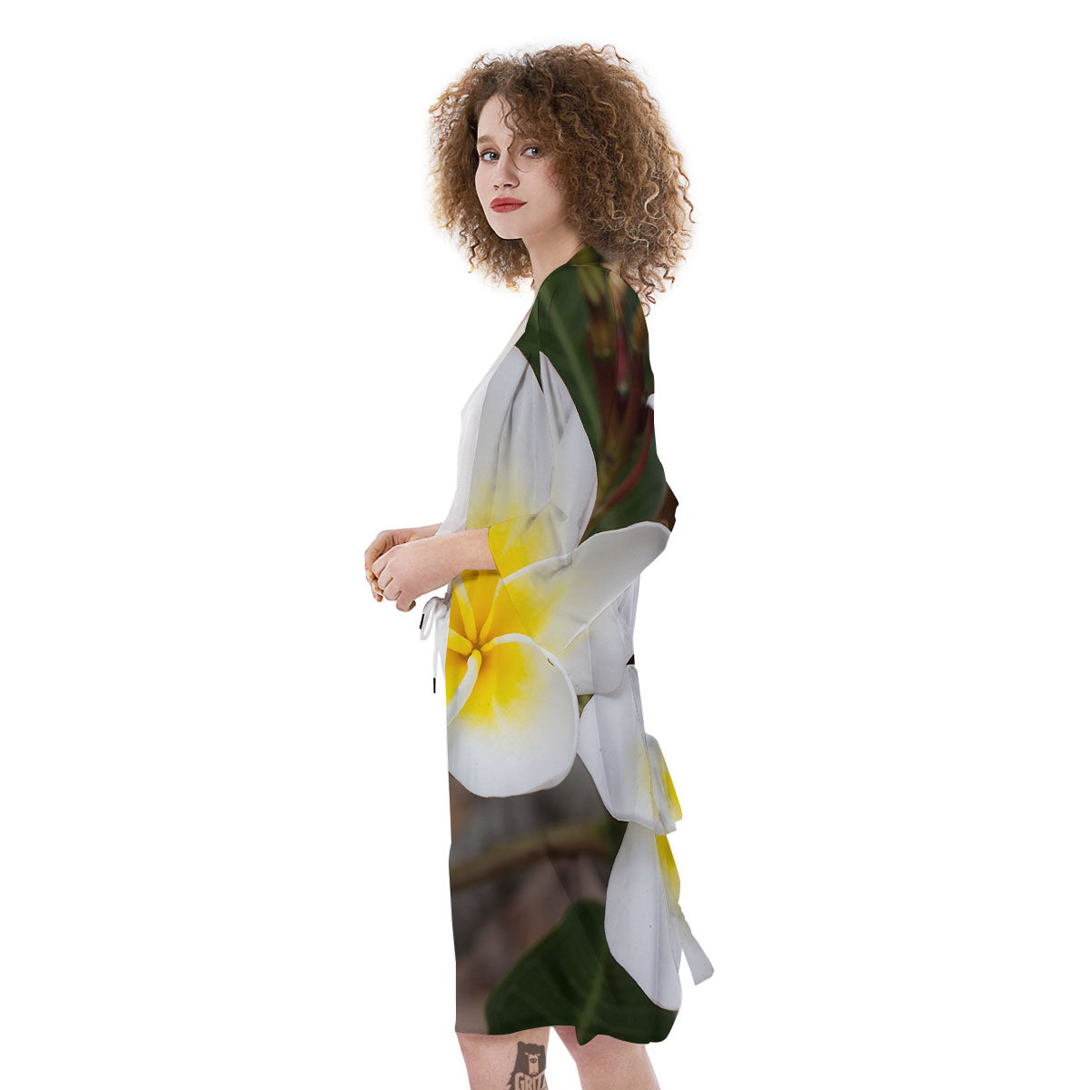 Flower Frangipani Print Kimono-grizzshop