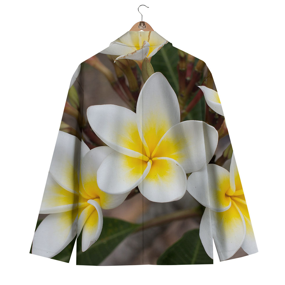 Flower Frangipani Print Men's Blazer-grizzshop