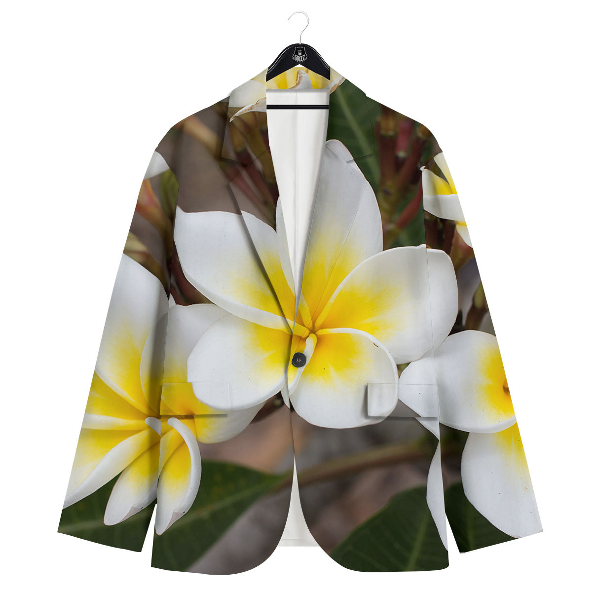 Flower Frangipani Print Men's Sport Coat-grizzshop