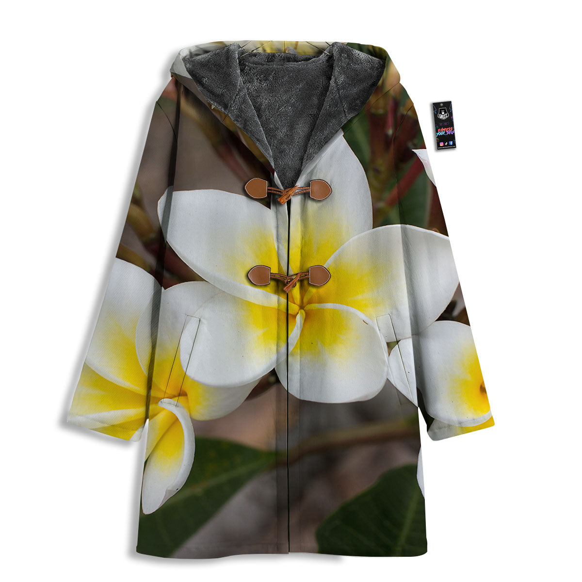 Flower Frangipani Print Men's Windbreaker Jacket-grizzshop