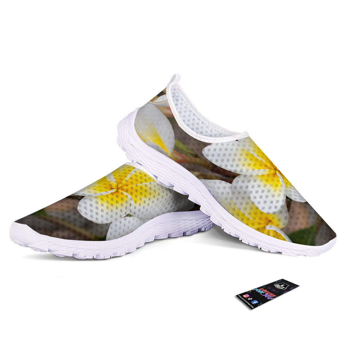 Flower Frangipani Print Nurse Shoes-grizzshop