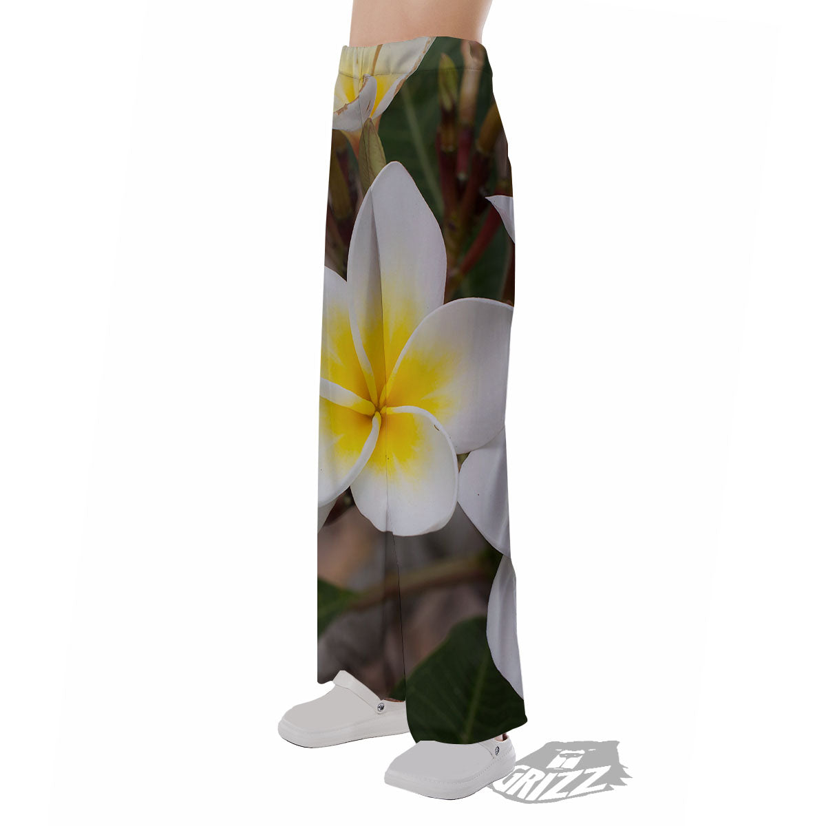 Flower Frangipani Print Pajama Pants-grizzshop