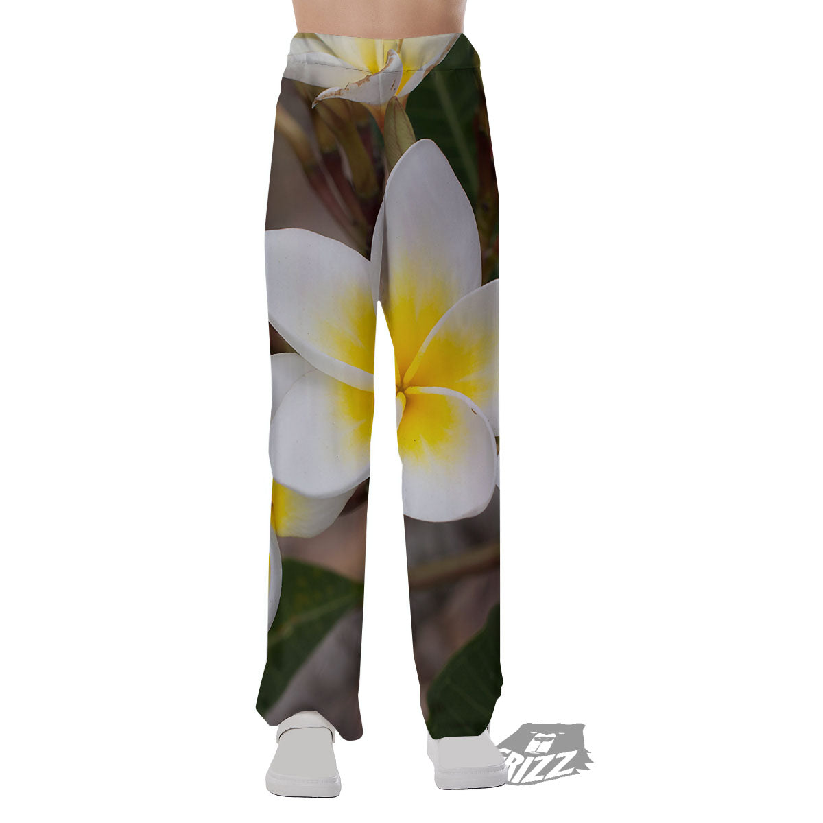 Flower Frangipani Print Pajama Pants-grizzshop