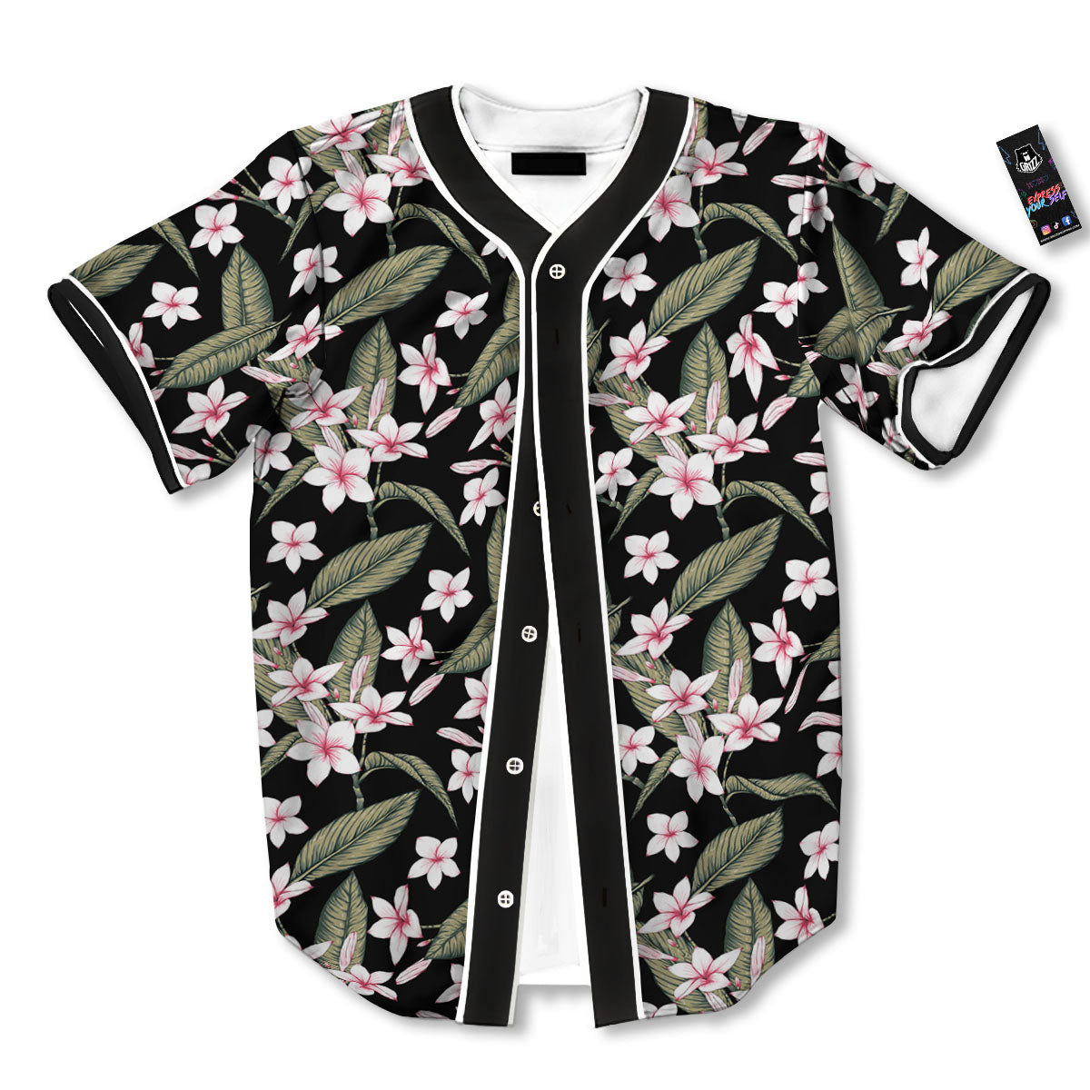 Flower Frangipani Print Pattern Baseball Jersey-grizzshop