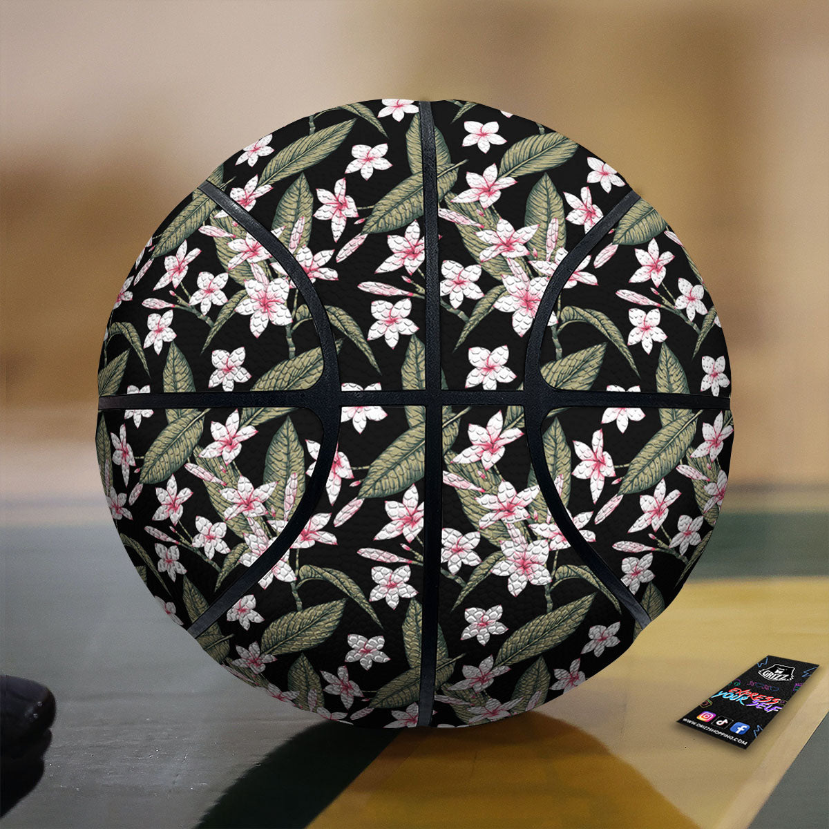 Flower Frangipani Print Pattern Basketball-grizzshop