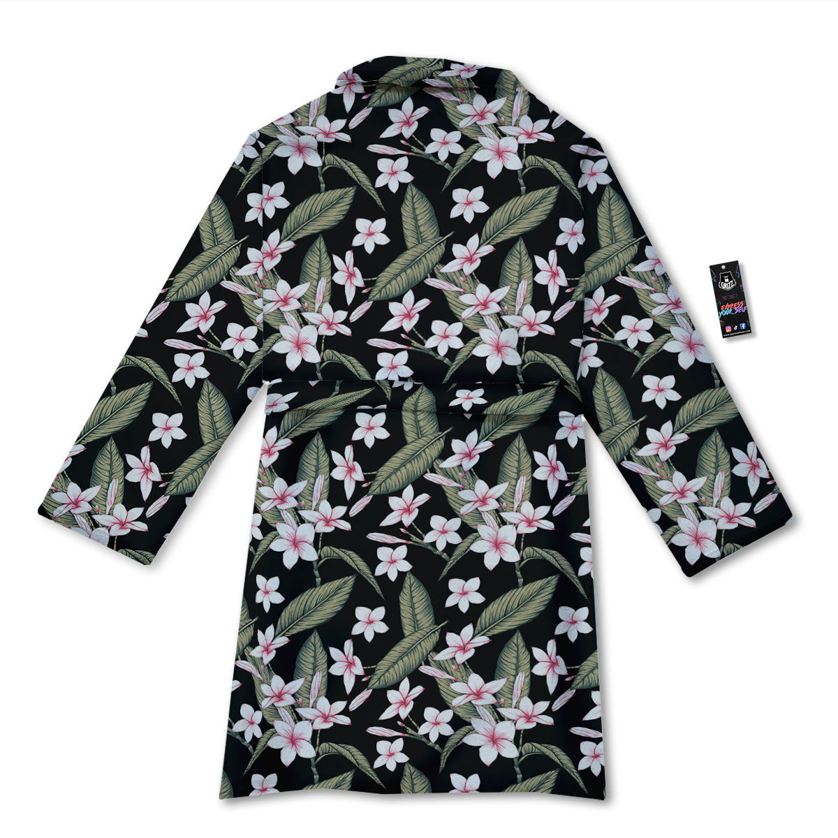 Flower Frangipani Print Pattern Bathrobe-grizzshop