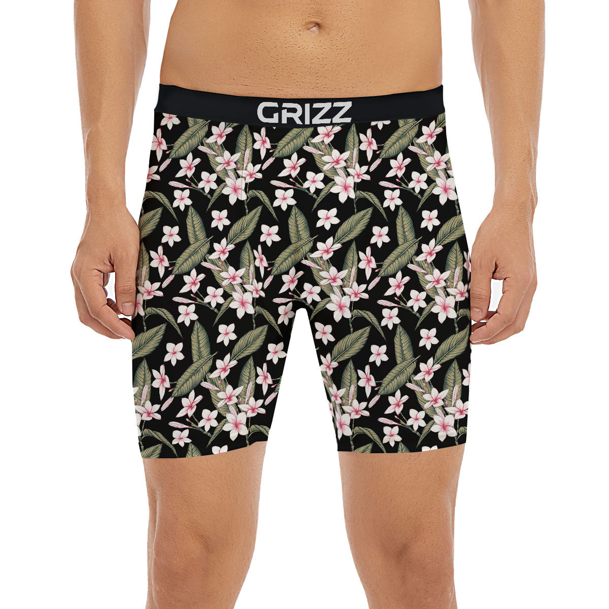 Flower Frangipani Print Pattern Boxer Briefs-grizzshop