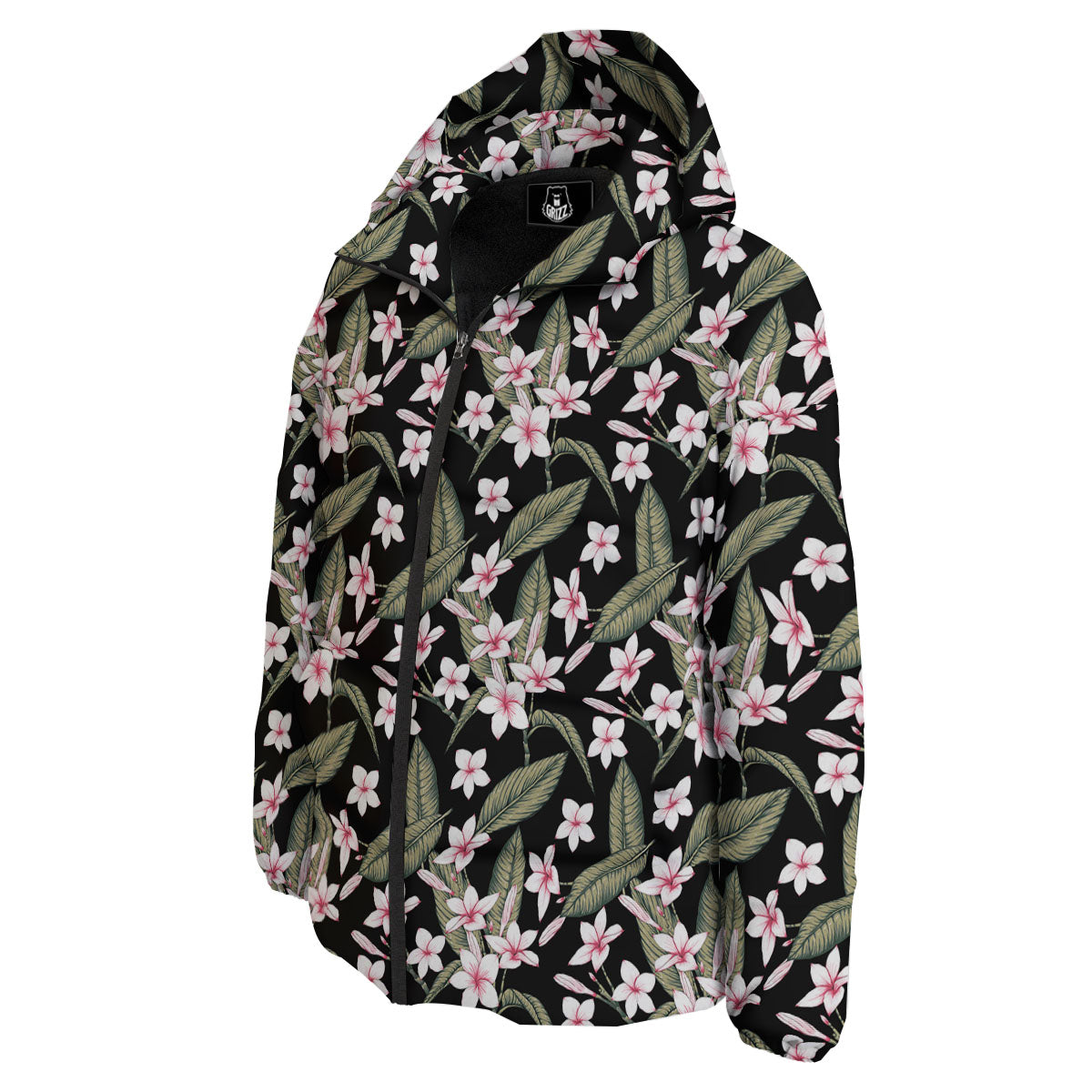 Flower Frangipani Print Pattern Down Jacket-grizzshop