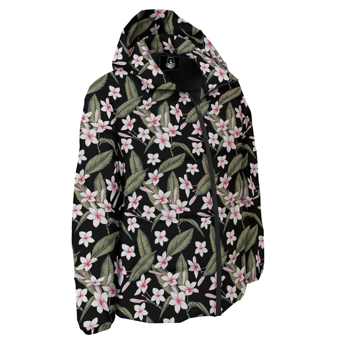 Flower Frangipani Print Pattern Down Jacket-grizzshop