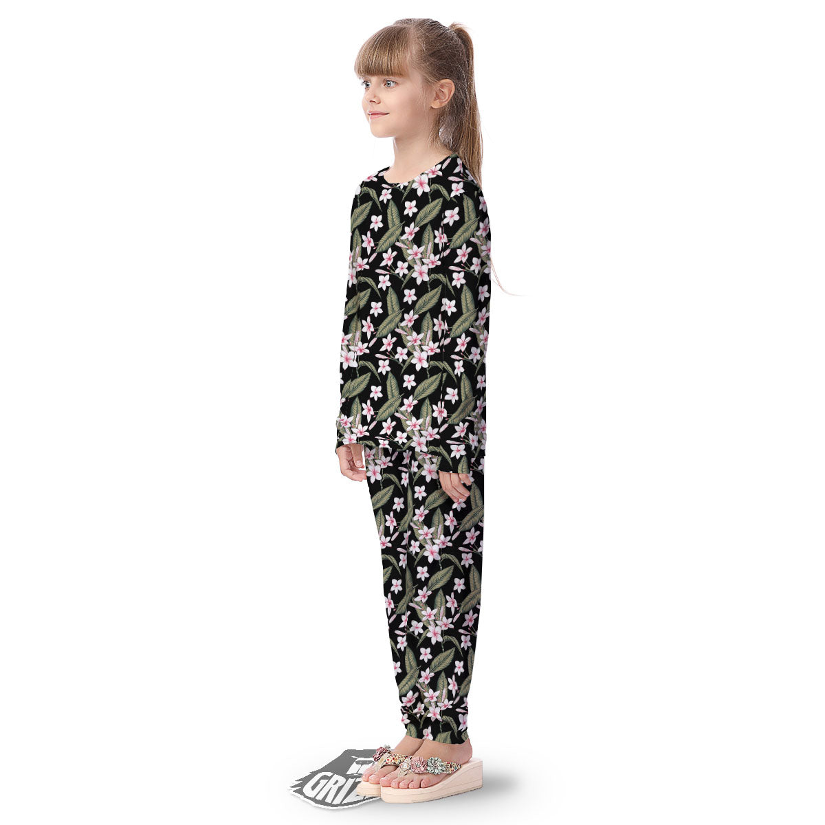 Flower Frangipani Print Pattern Kid's Pajamas-grizzshop