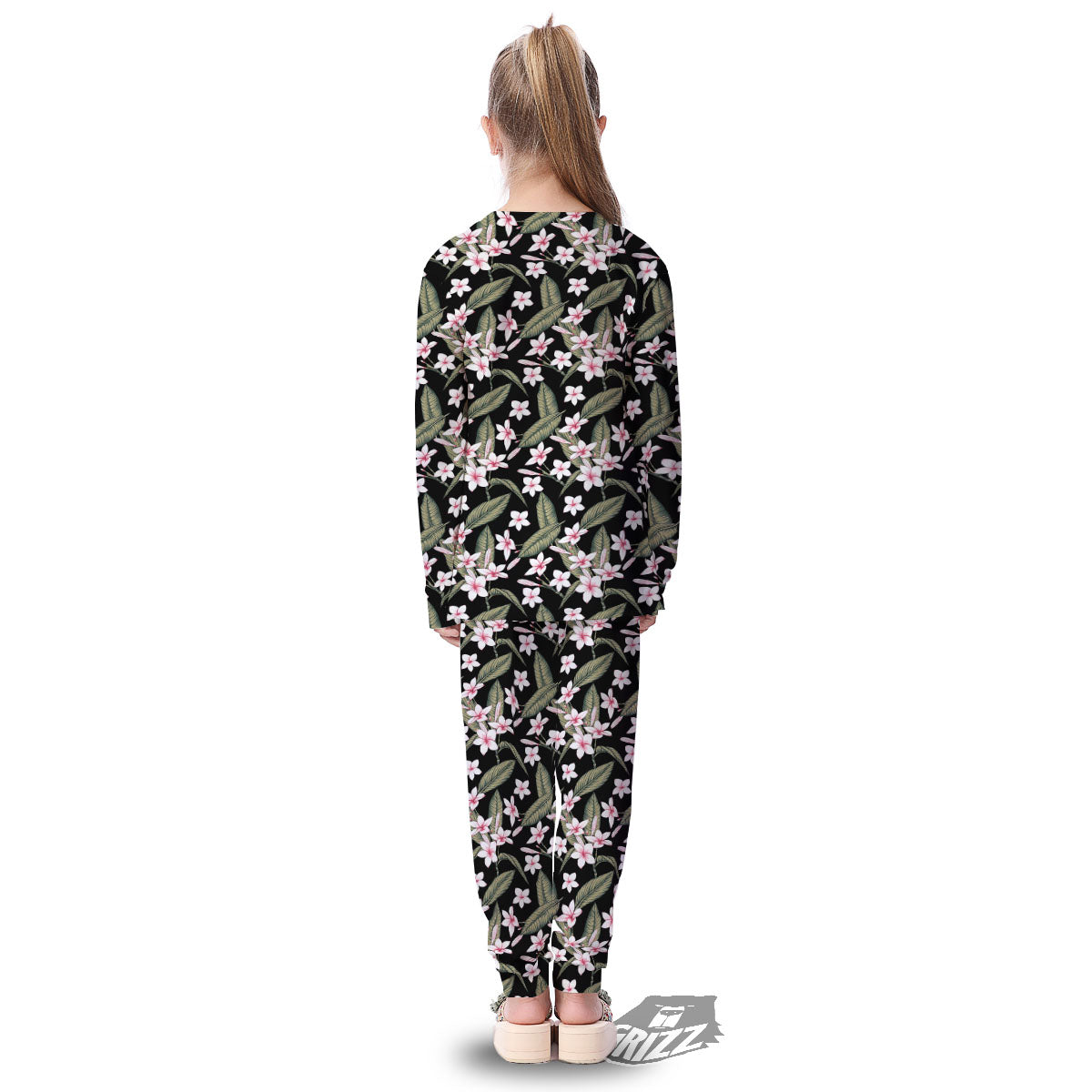 Flower Frangipani Print Pattern Kid's Pajamas-grizzshop