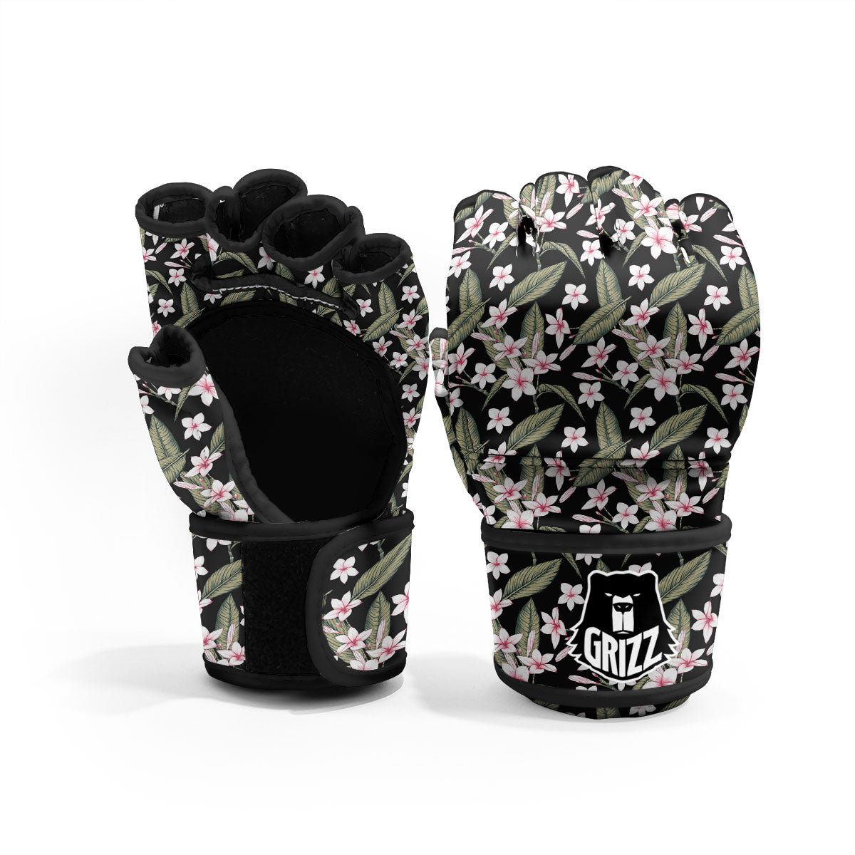 Flower Frangipani Print Pattern MMA Gloves-grizzshop
