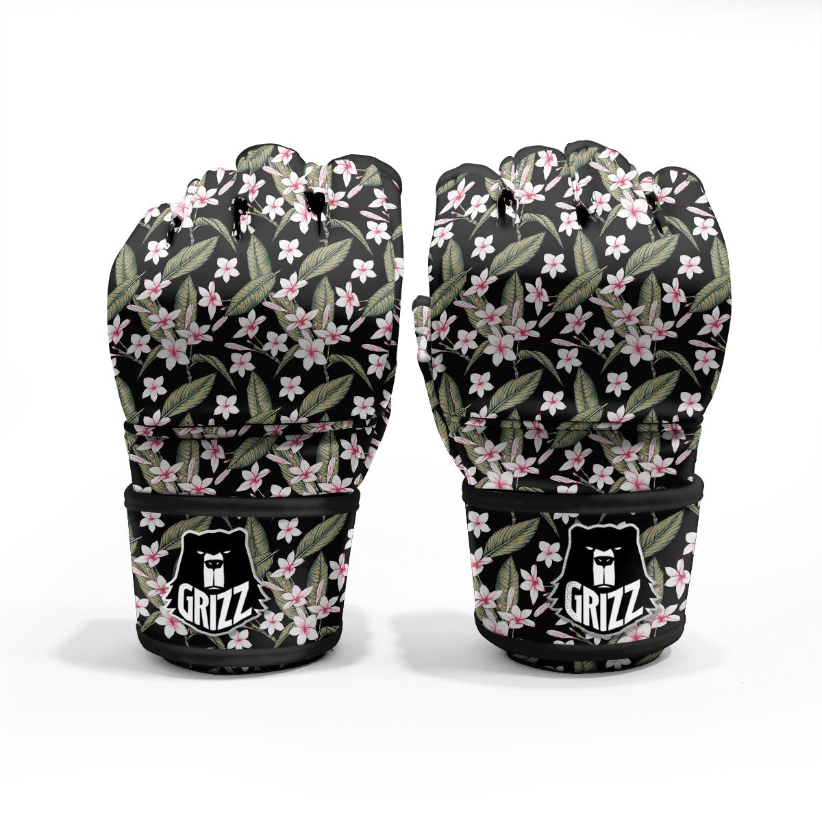 Flower Frangipani Print Pattern MMA Gloves-grizzshop